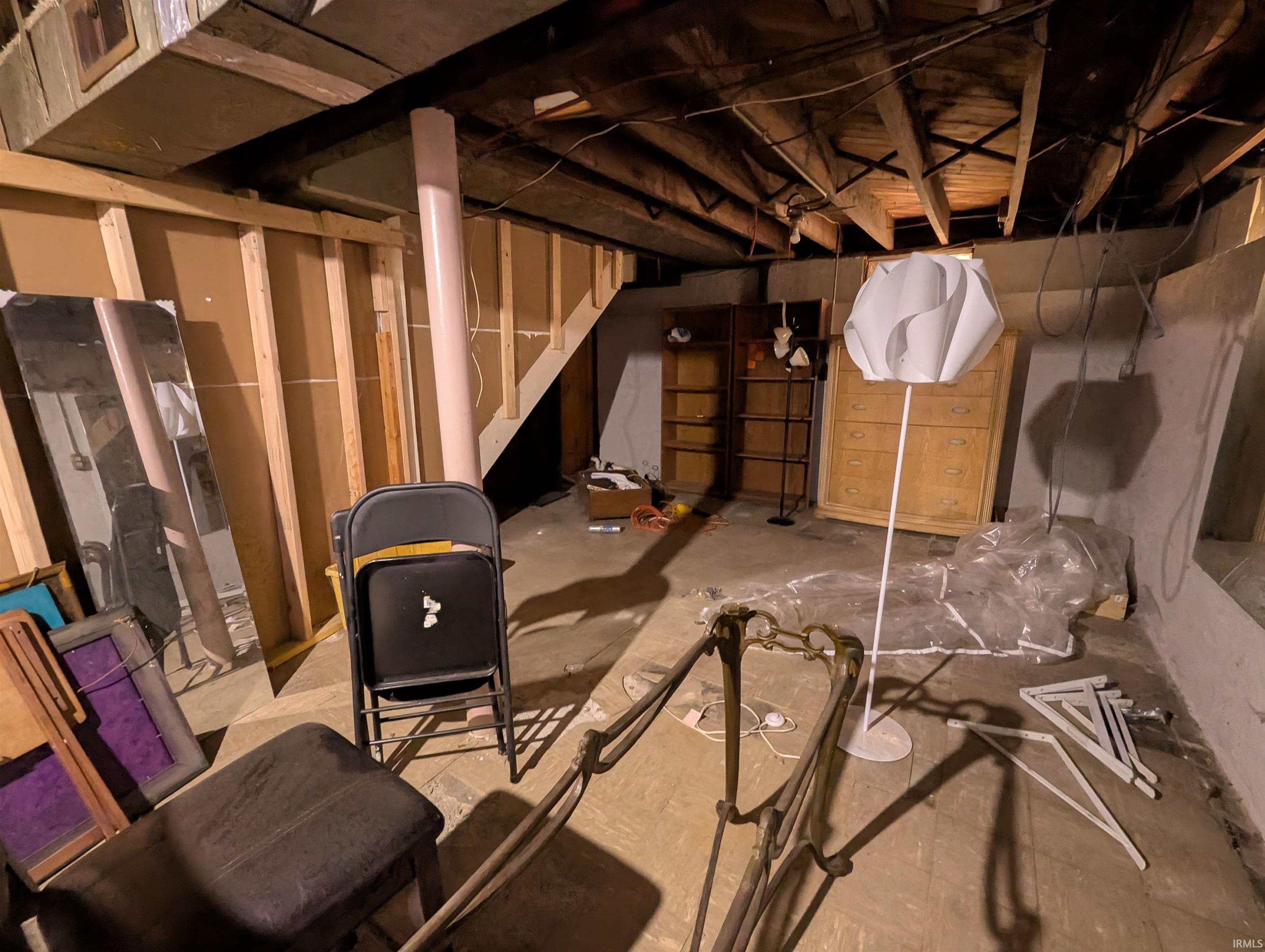 View of unfinished basement