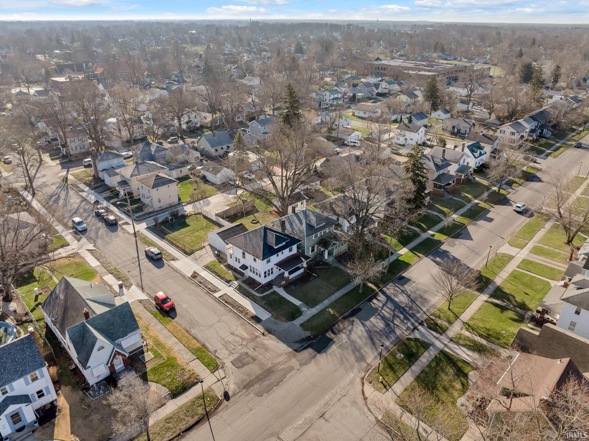 Aerial perspective of suburban area