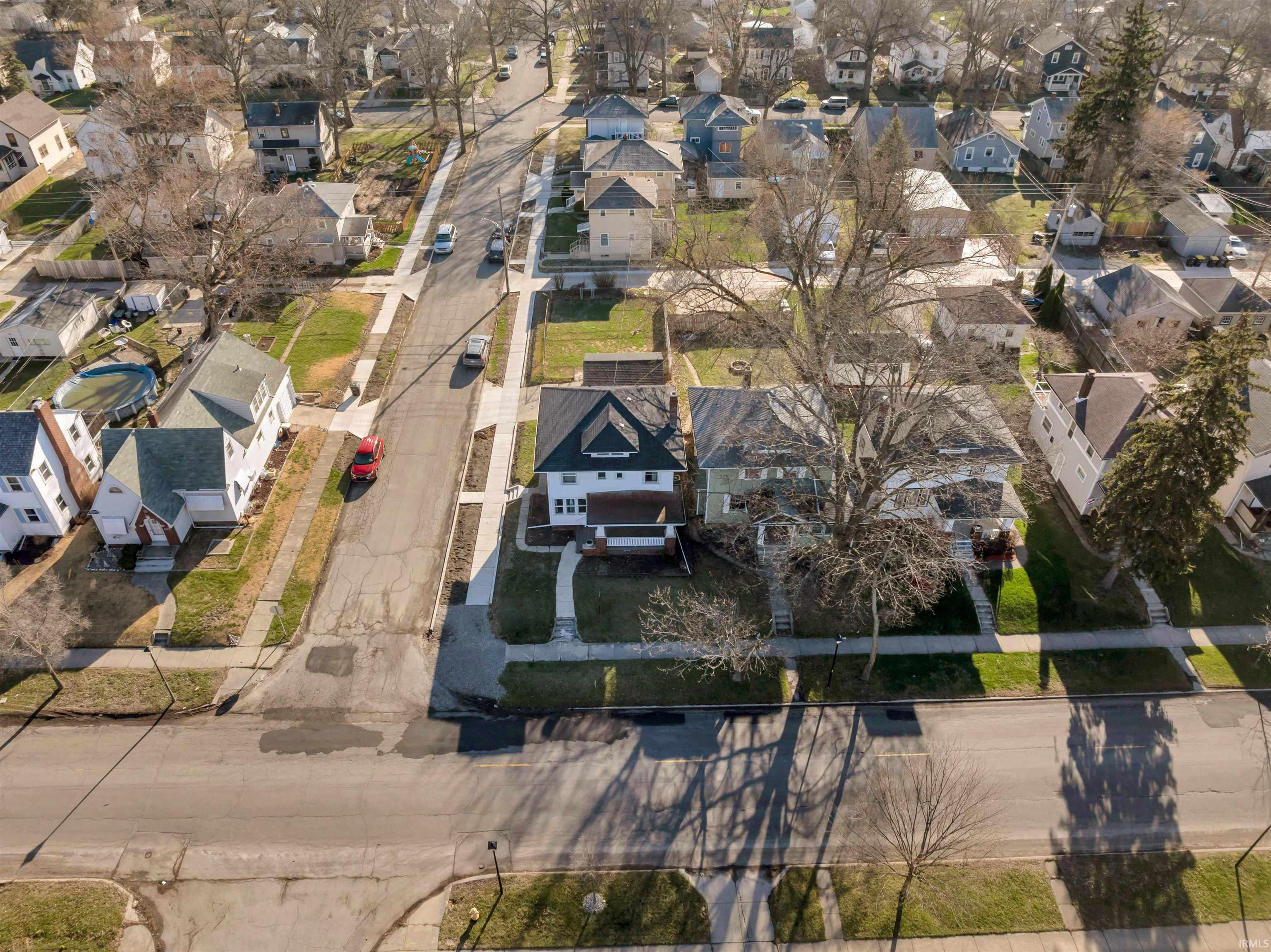 Aerial view of residential area