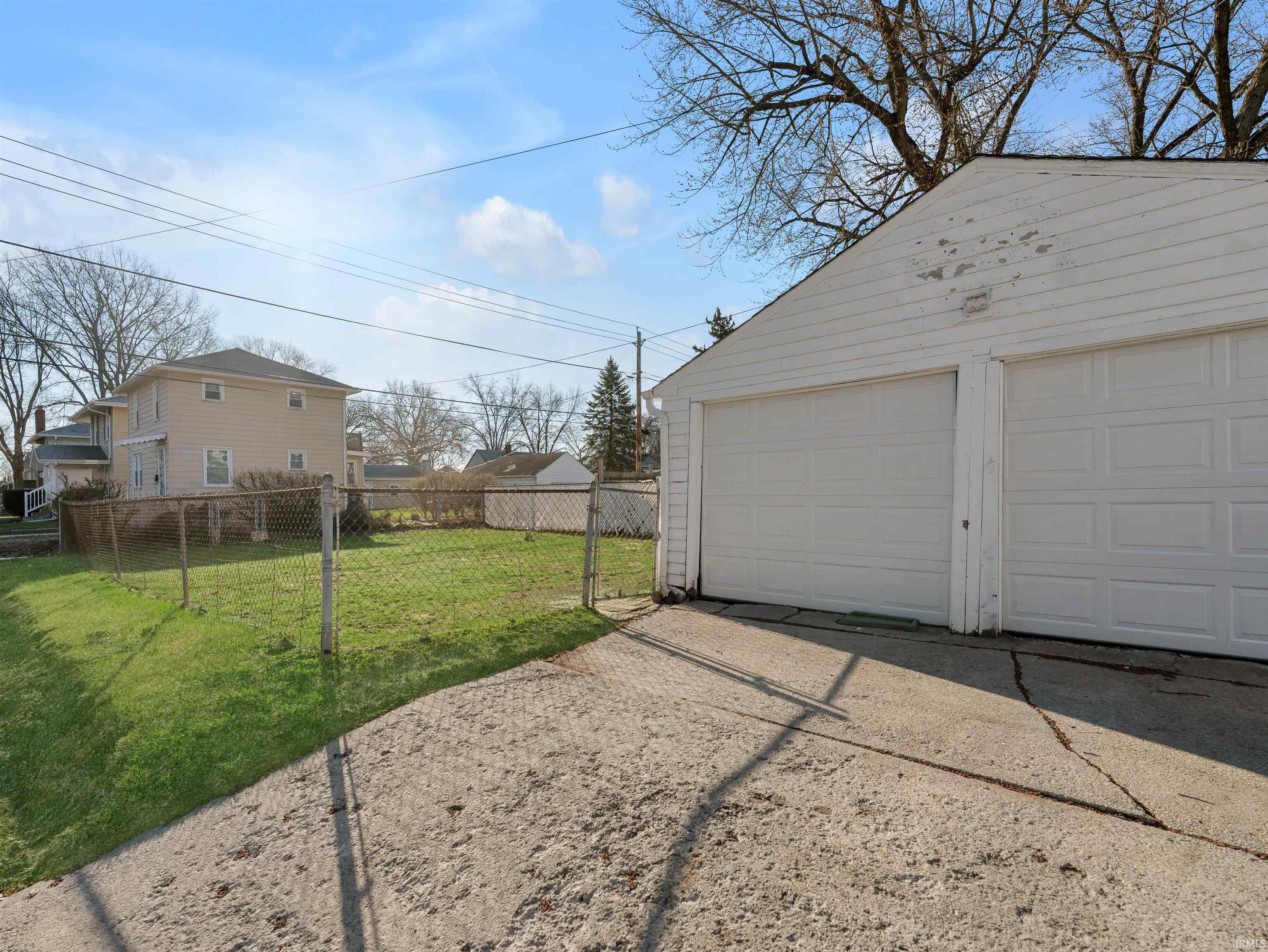 View of detached garage