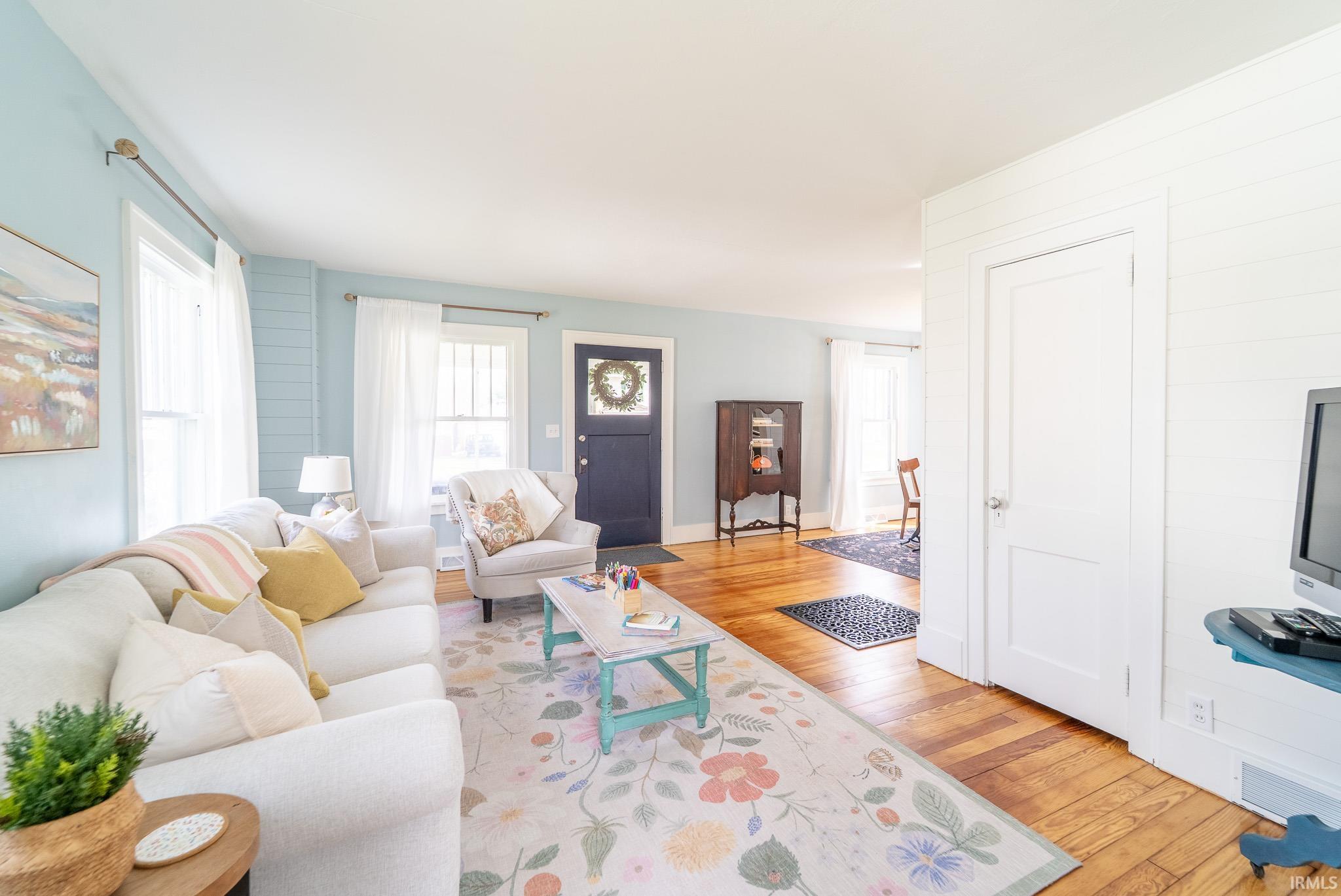 Living room featuring light wood-type flooring