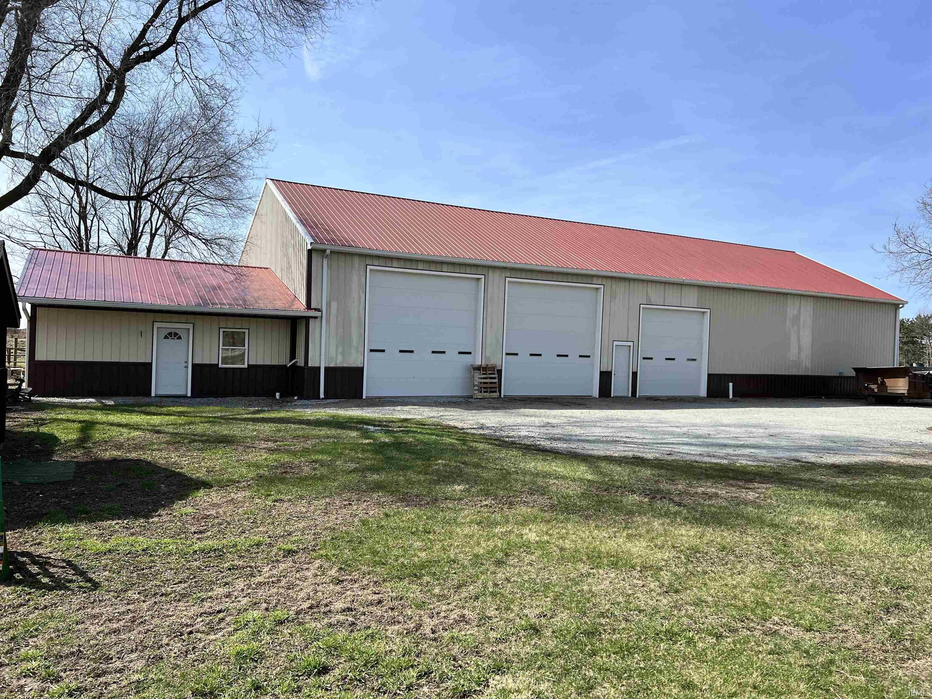 View of detached garage