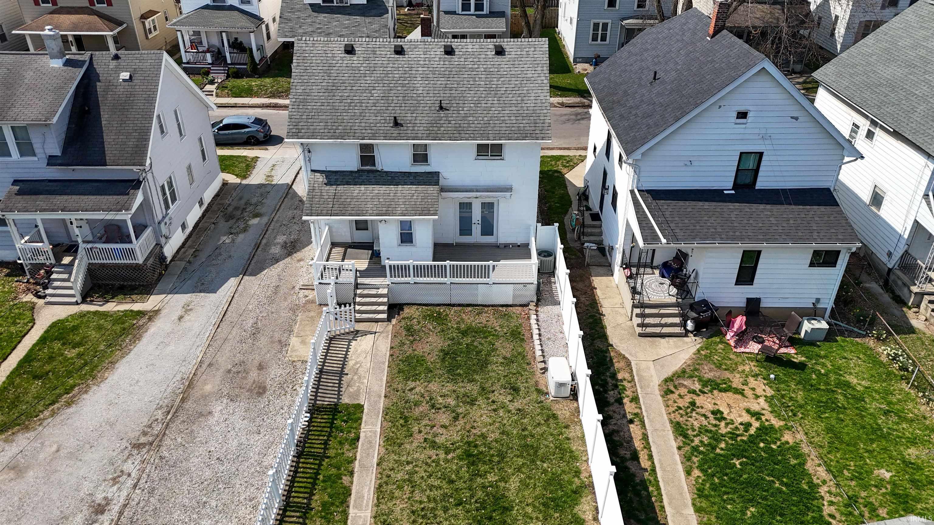 Aerial perspective of suburban area