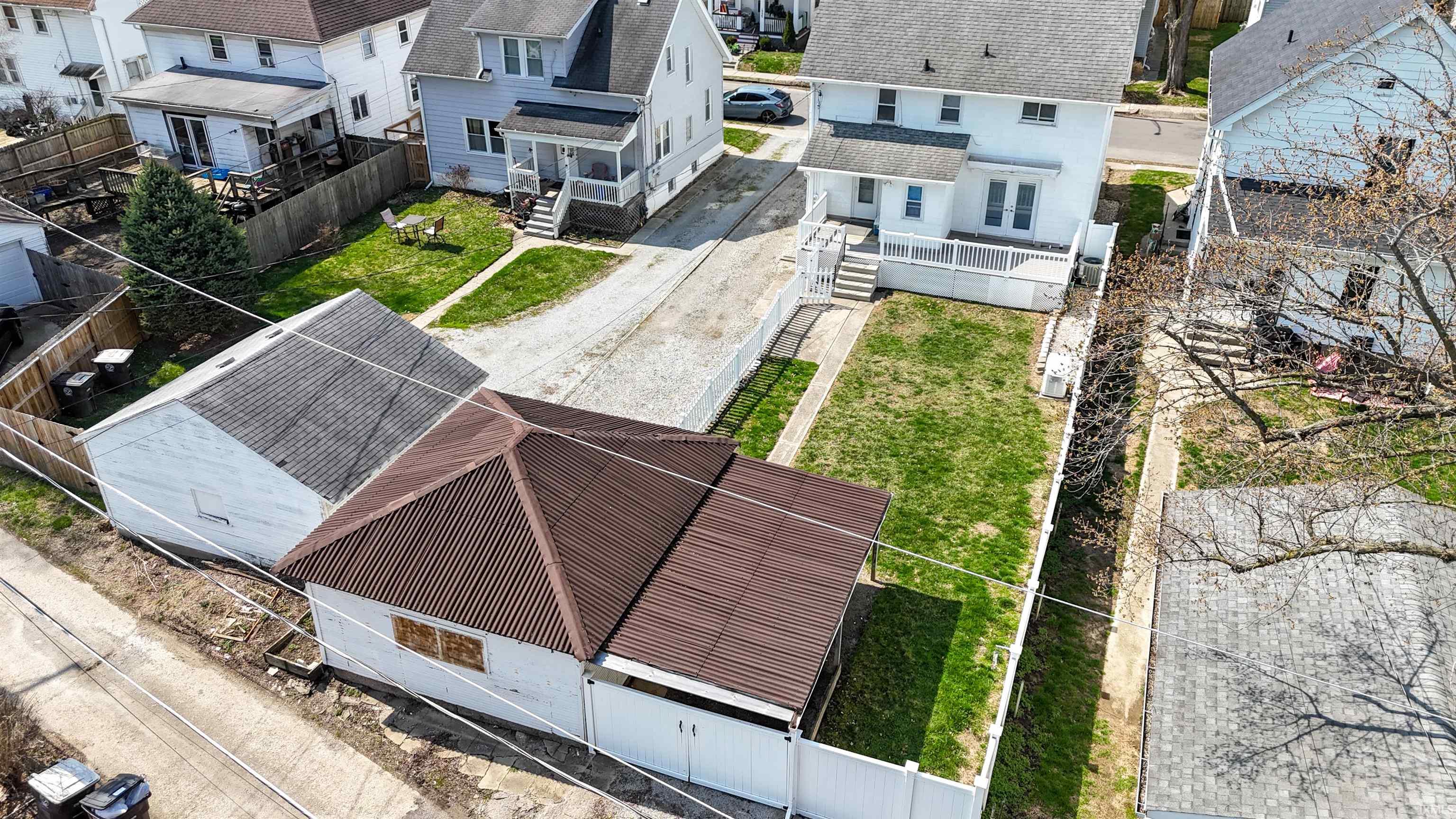 Aerial perspective of suburban area
