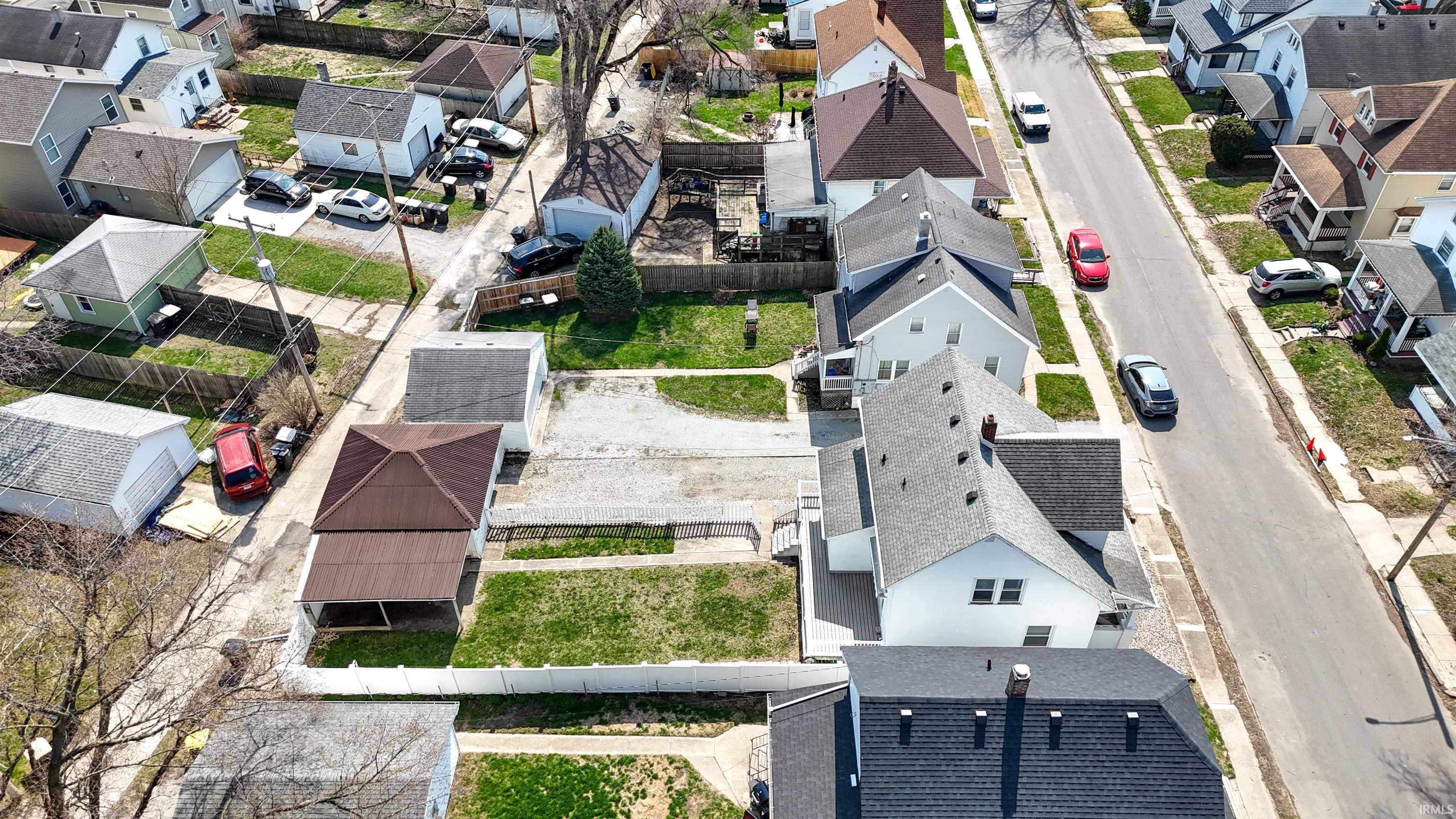 Aerial perspective of suburban area