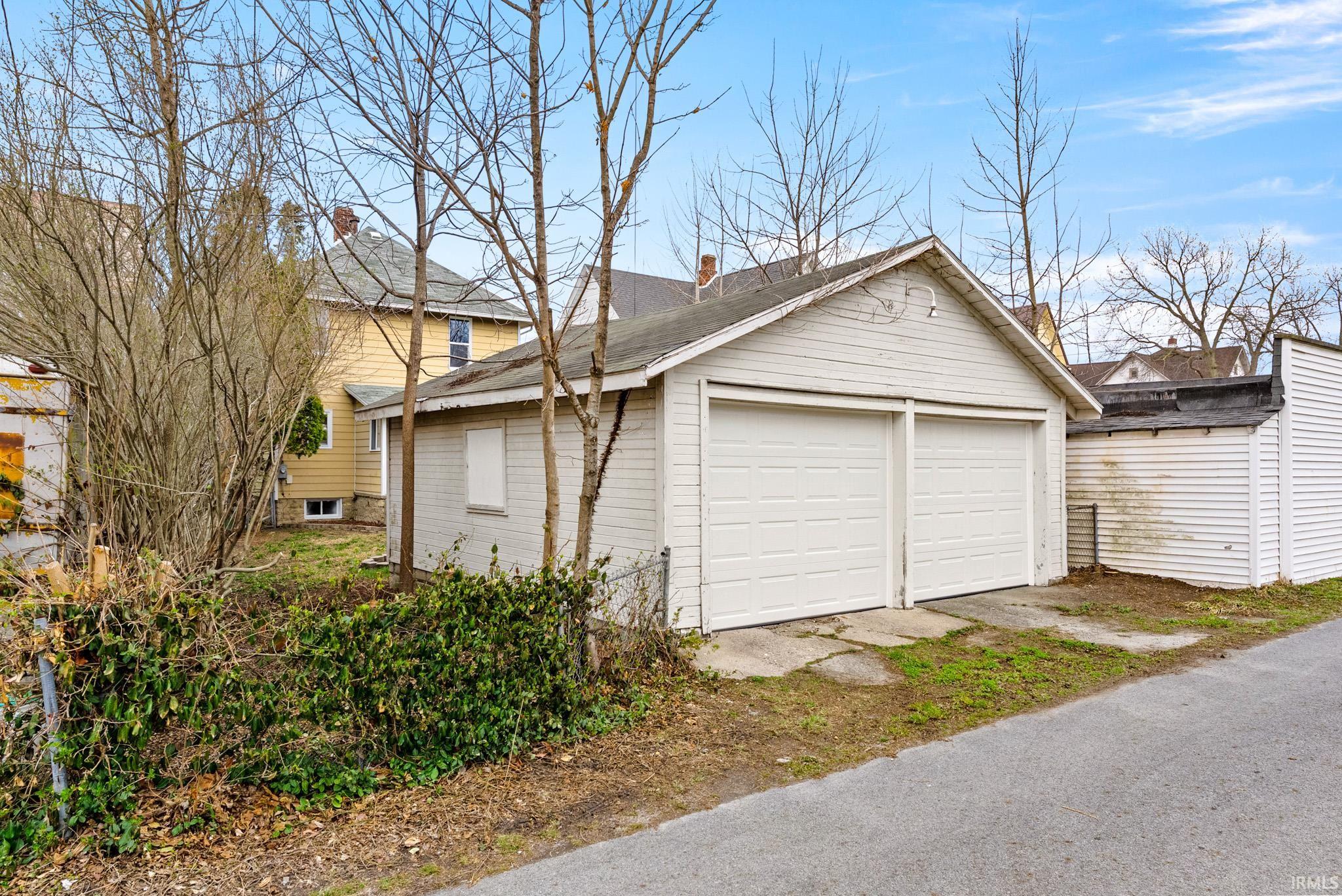 View of detached garage