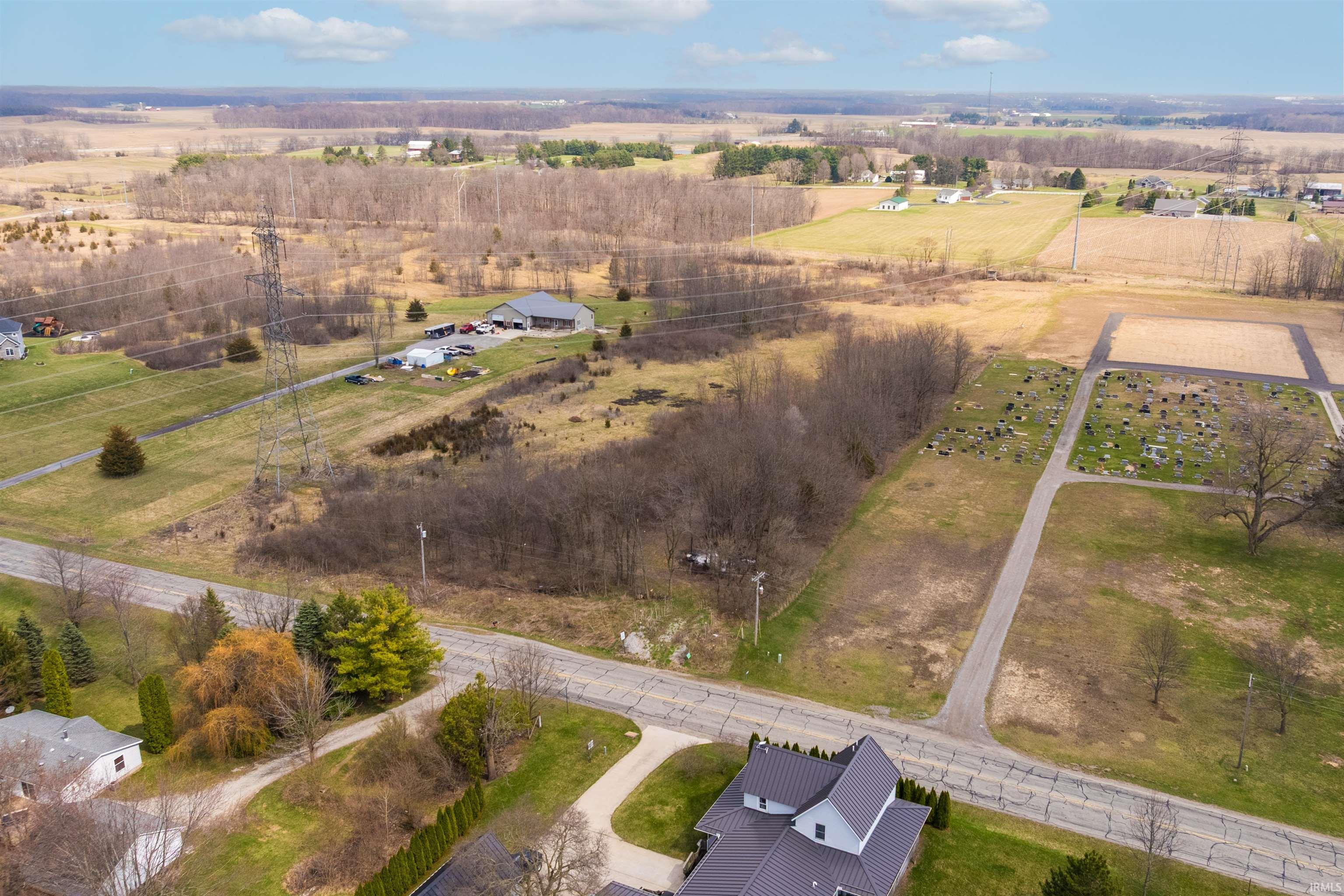 Aerial view of sparsely populated area