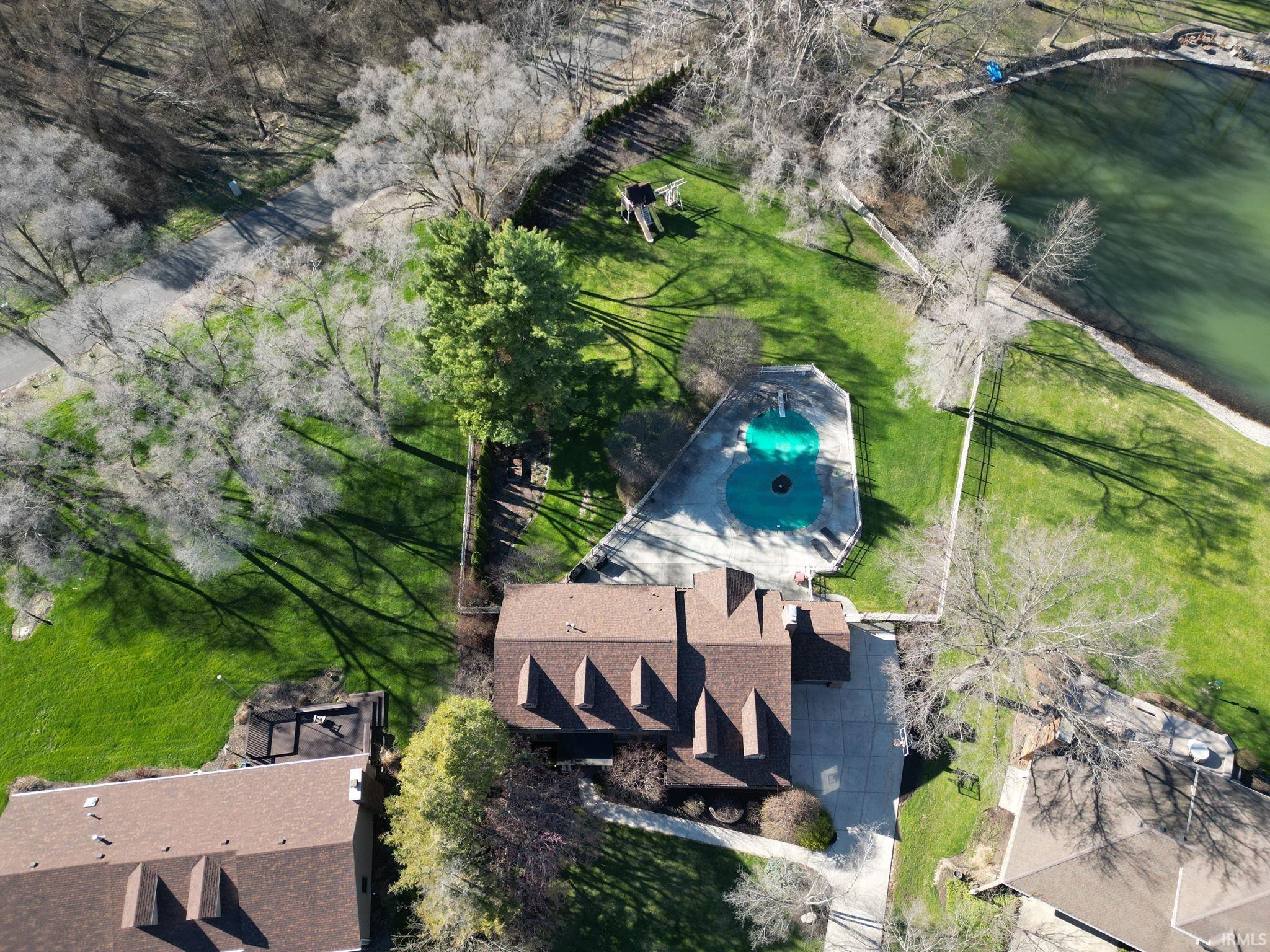 Aerial view of a pool area