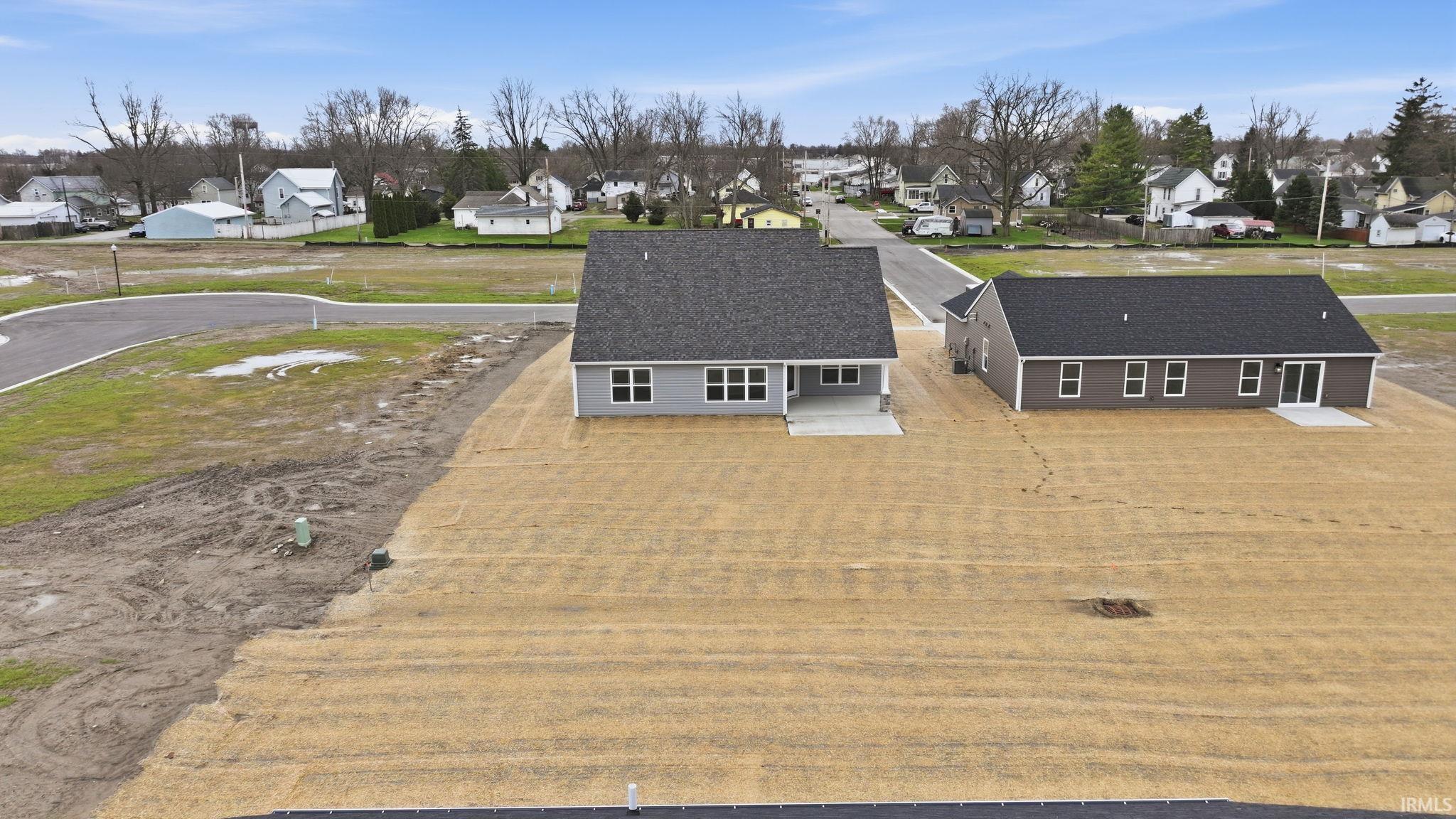 Aerial perspective of suburban area