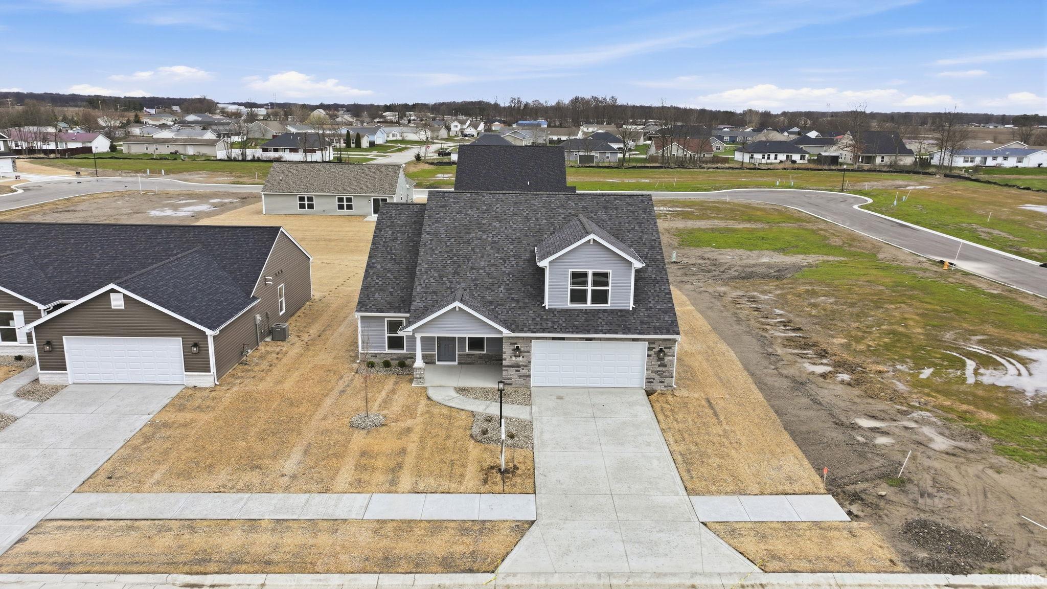 Aerial perspective of suburban area