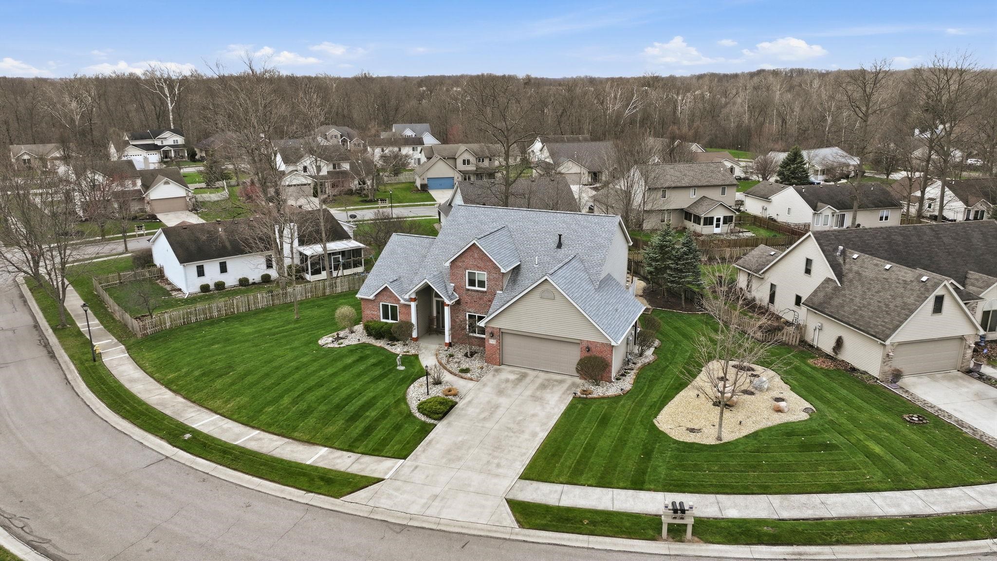 Aerial view of residential area