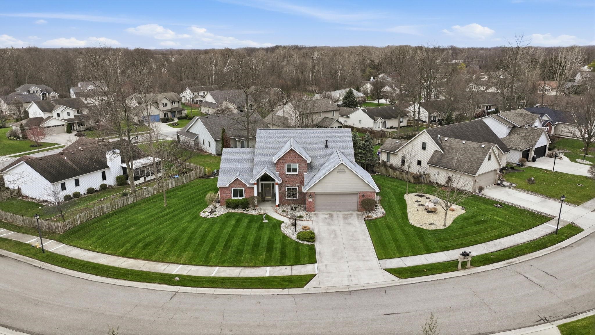 Aerial view of residential area
