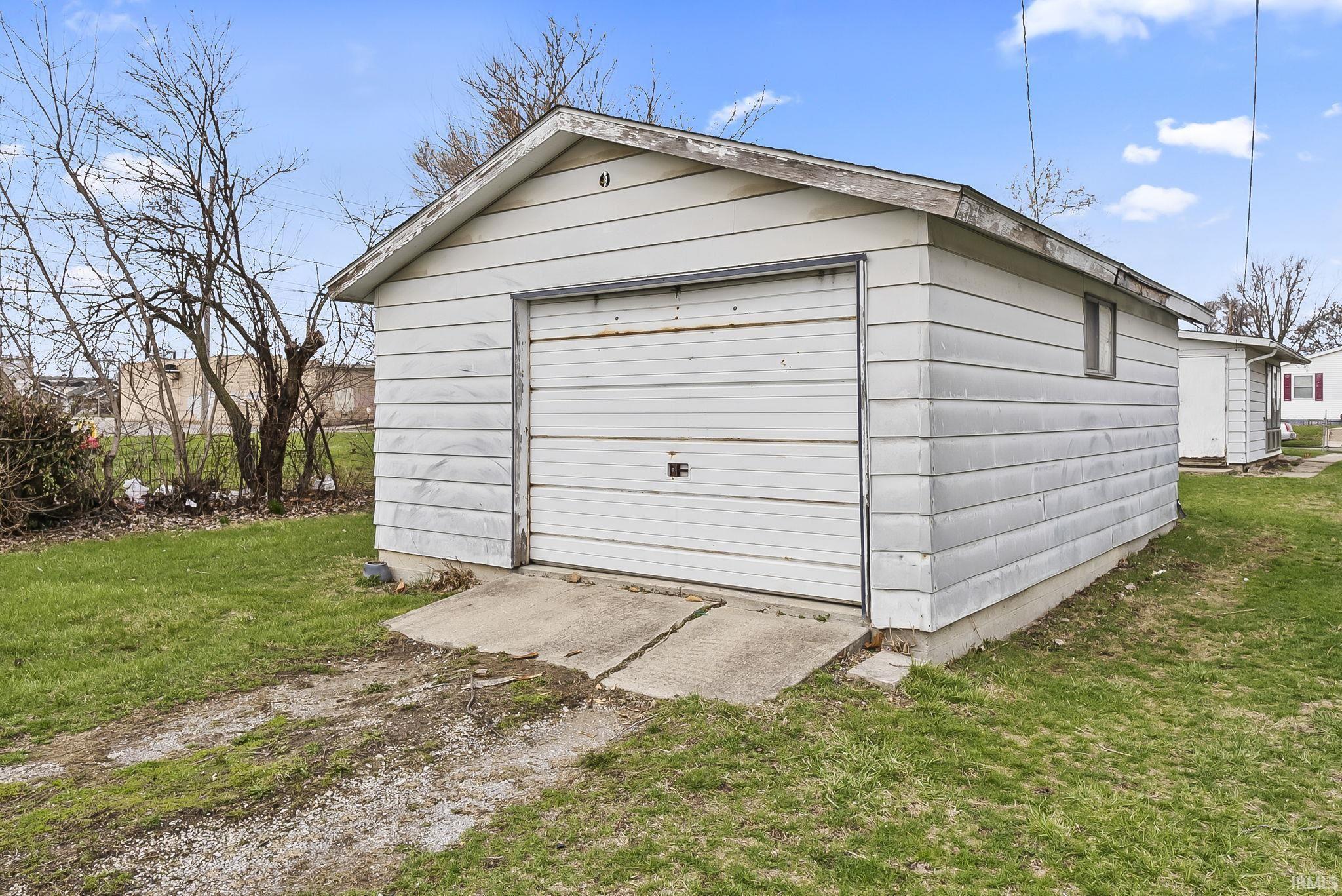 View of detached garage