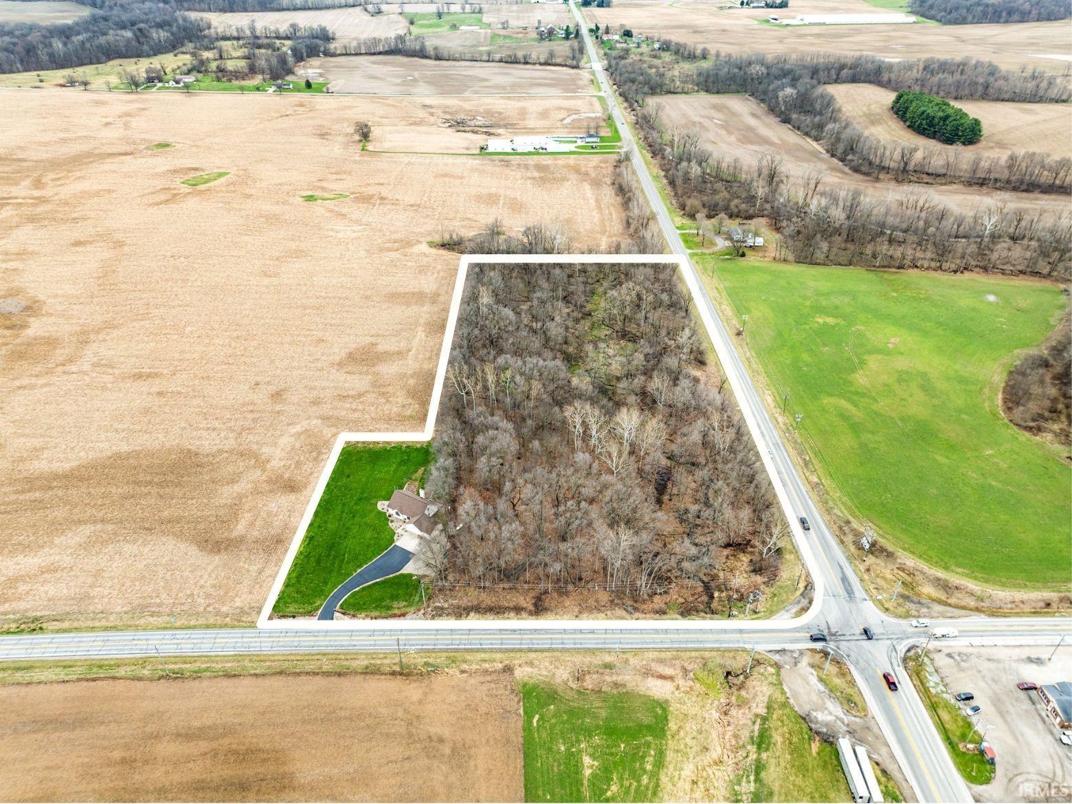 Overview of rural landscape with farmland