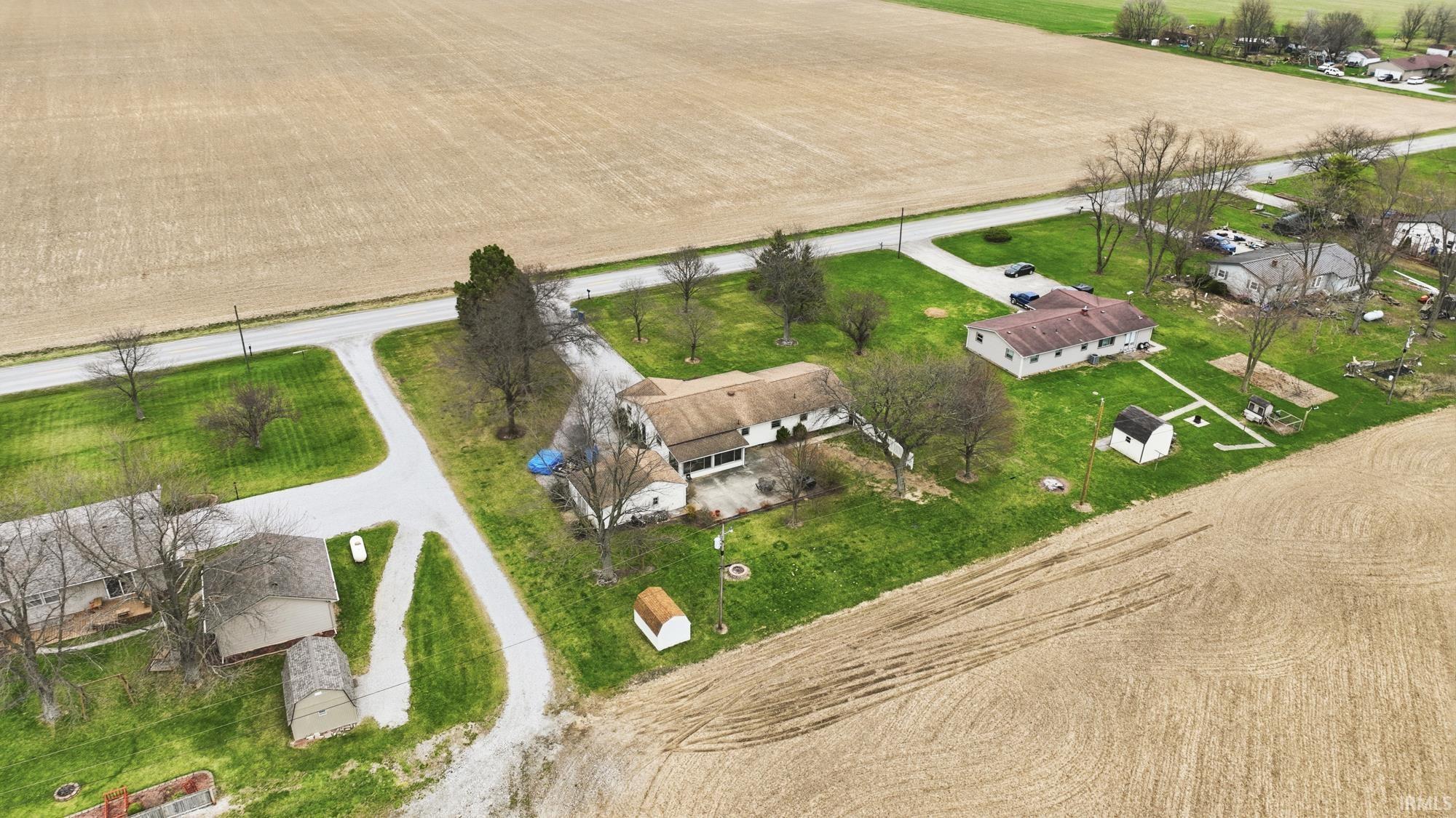 Overview of rural landscape with extensive farmland