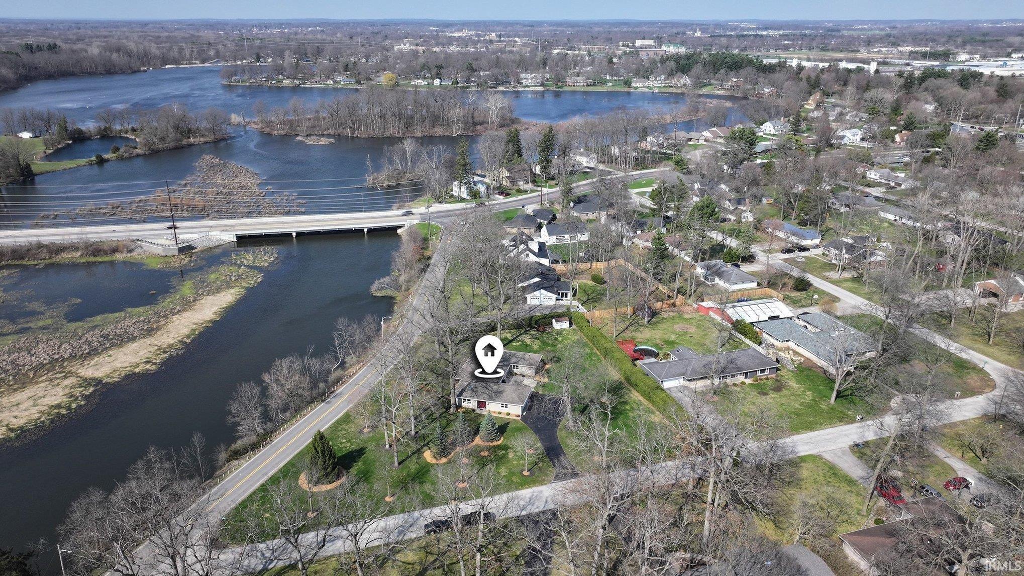 Drone / aerial view of a large body of water