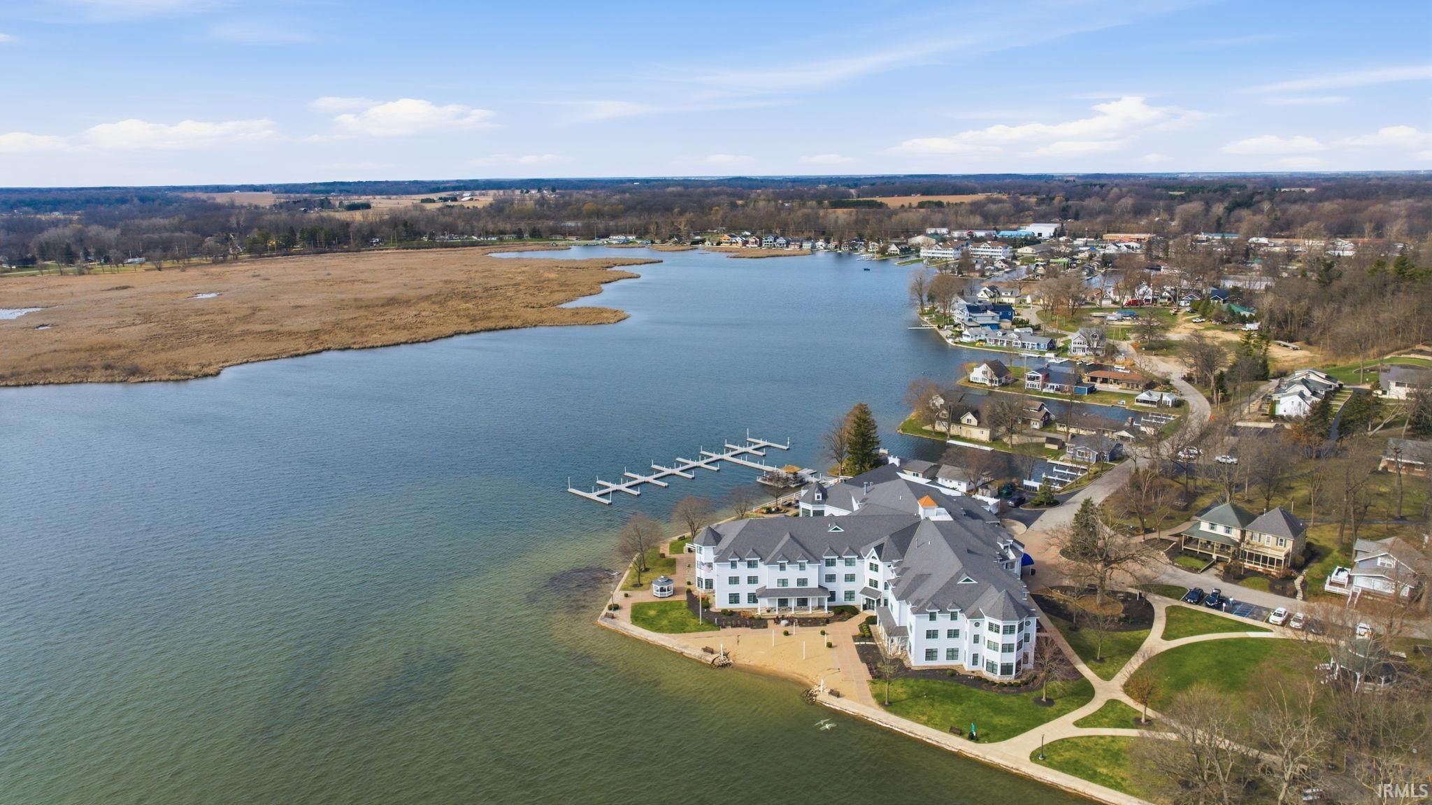 Aerial view of a large body of water