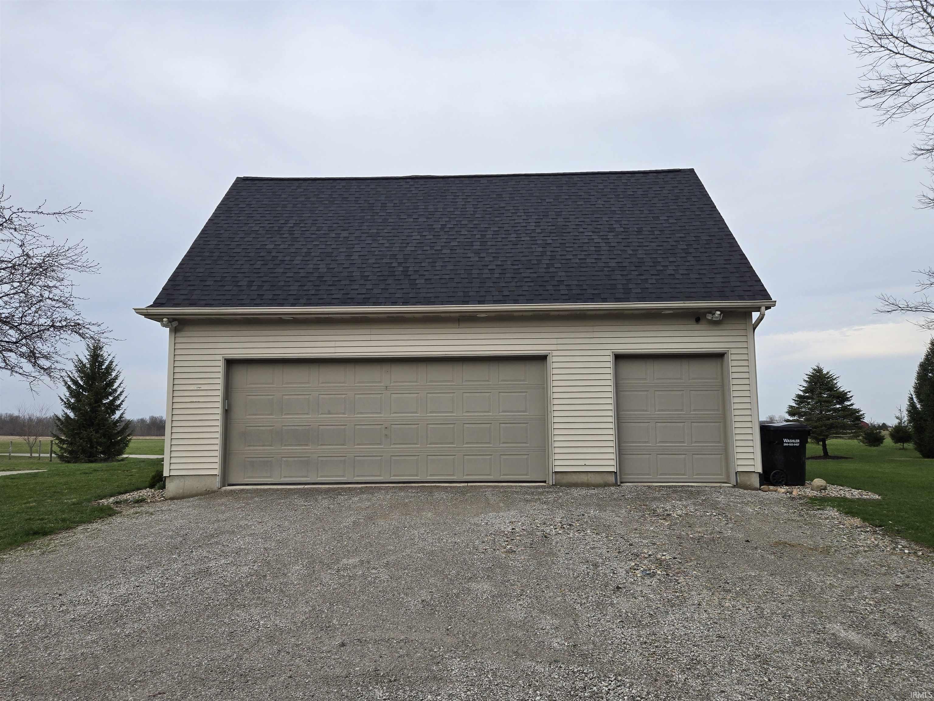 View of detached garage