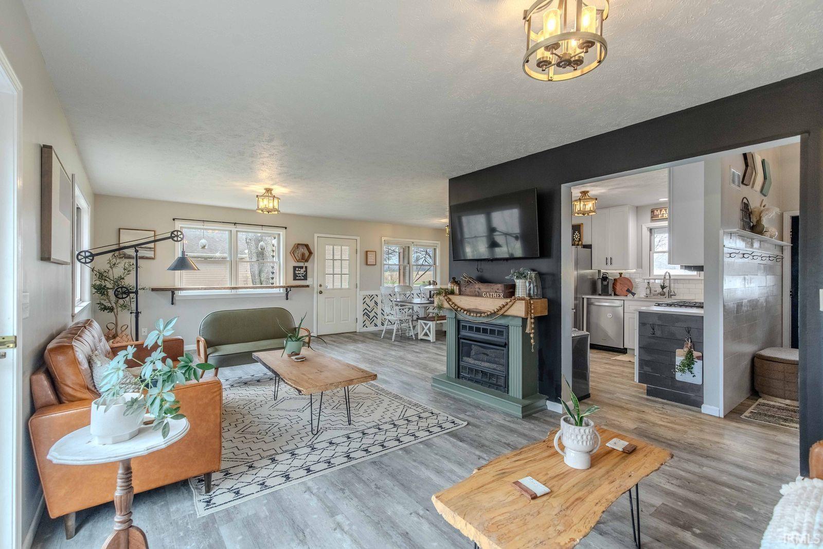 Living room featuring light wood-type flooring