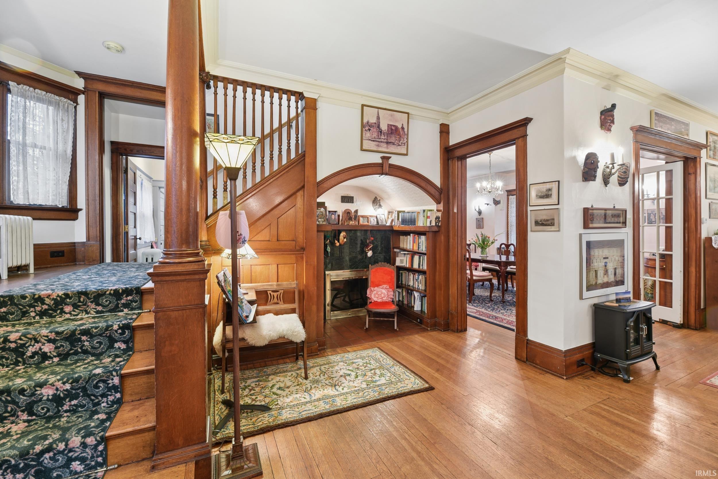 Foyer Entry With Fireplace