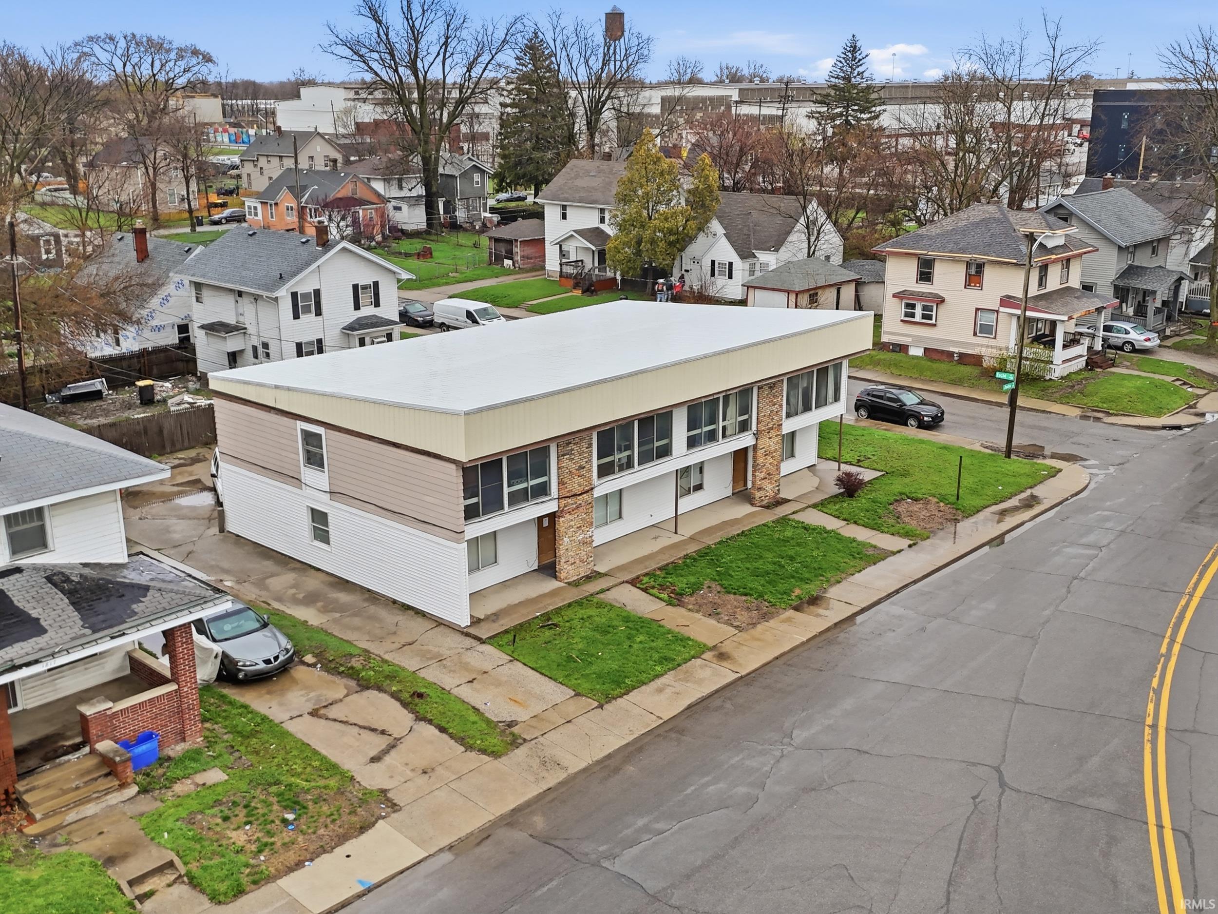 Aerial perspective of suburban area
