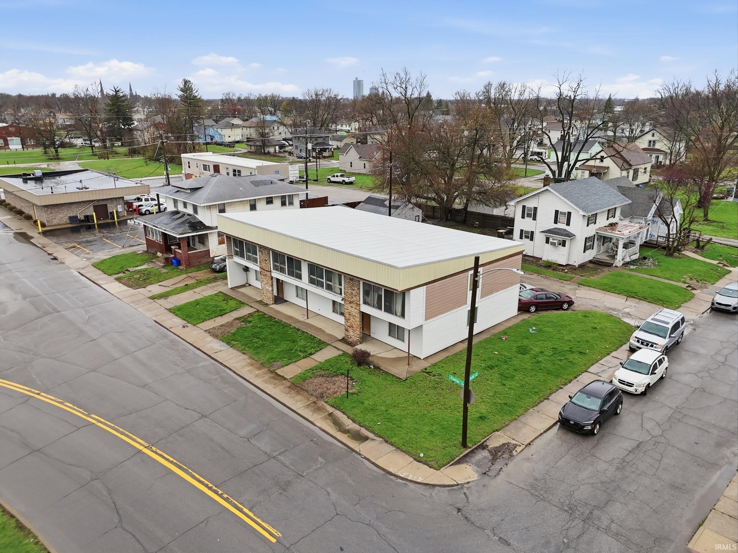 Aerial perspective of suburban area