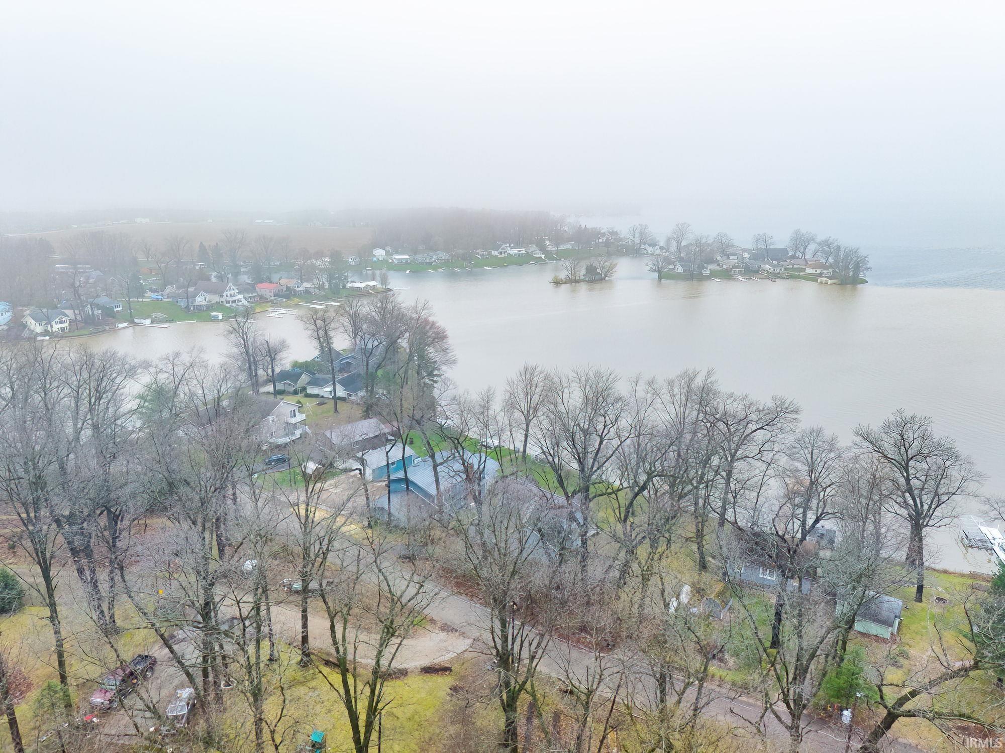 Bird's eye view of a nearby body of water
