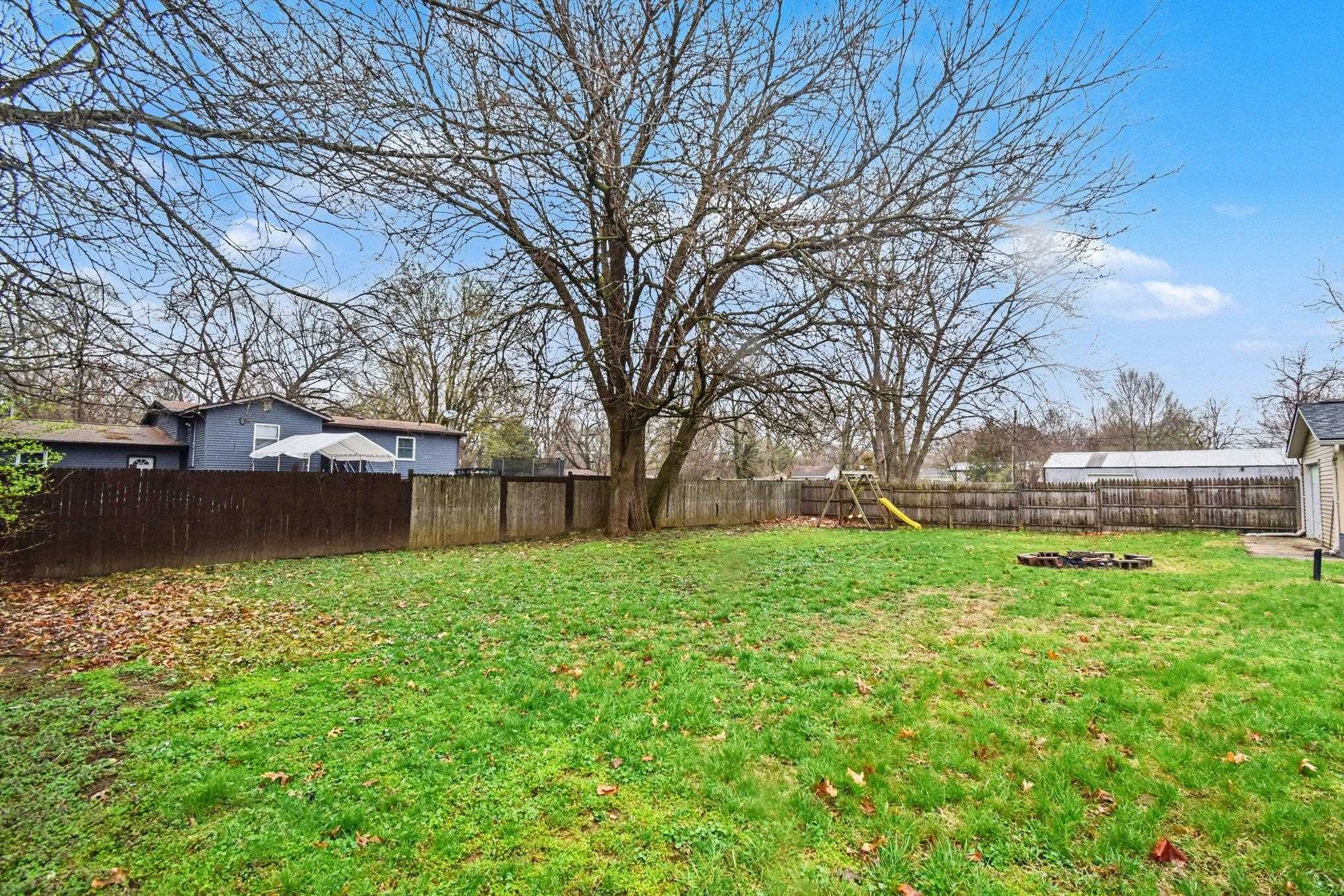 View of fenced backyard