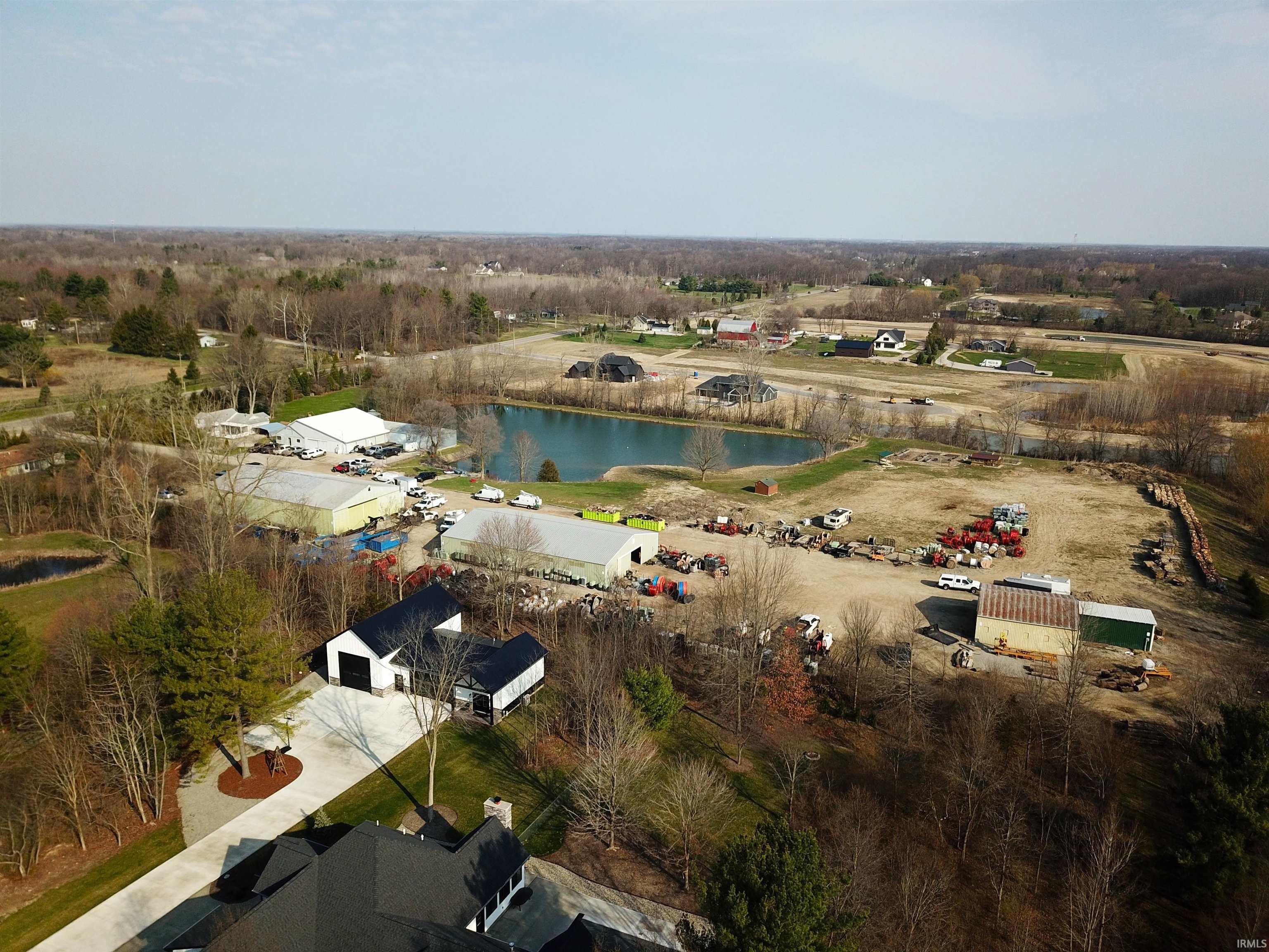 Aerial view of a nearby body of water
