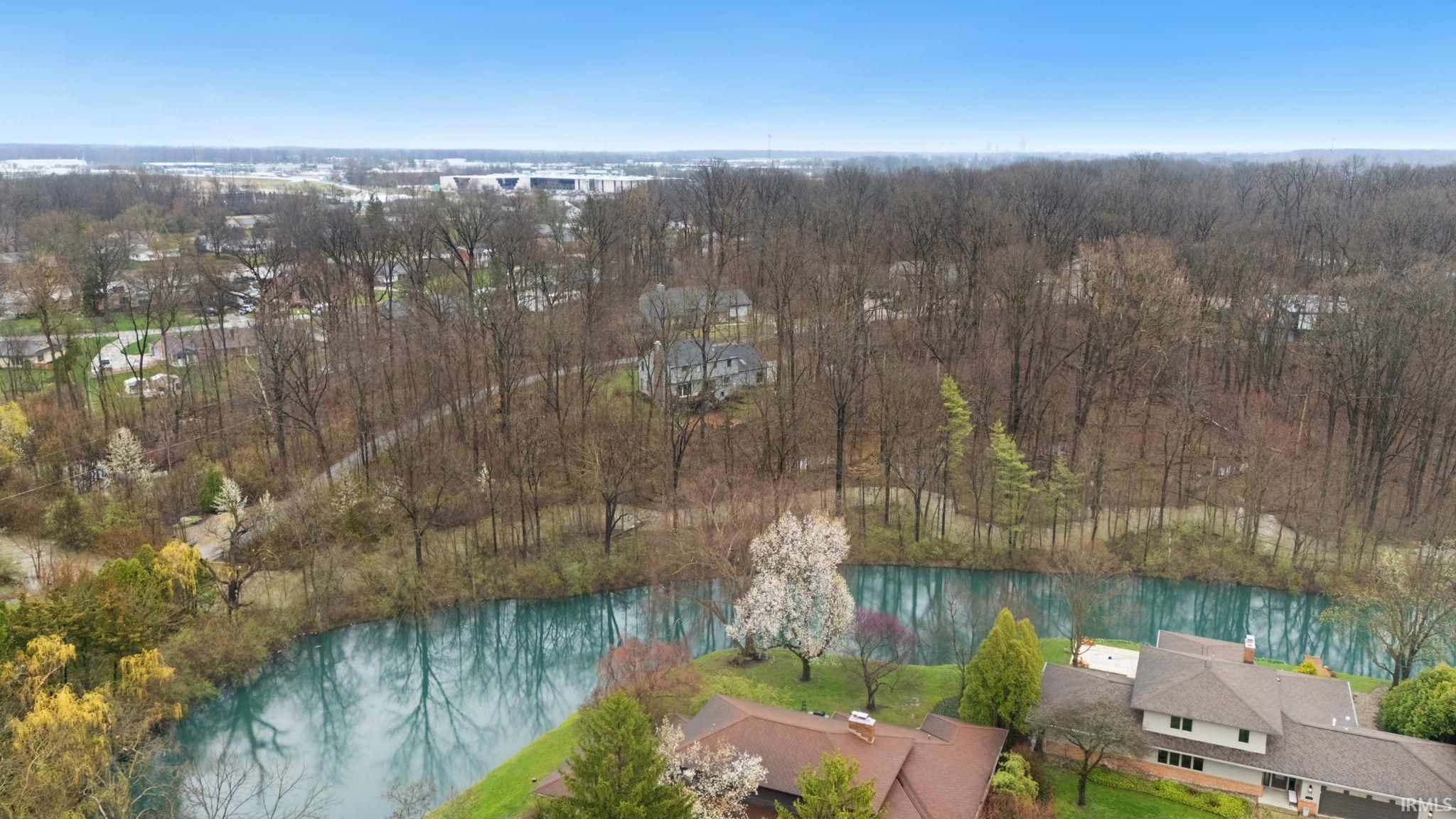 Bird's eye view of a nearby body of water