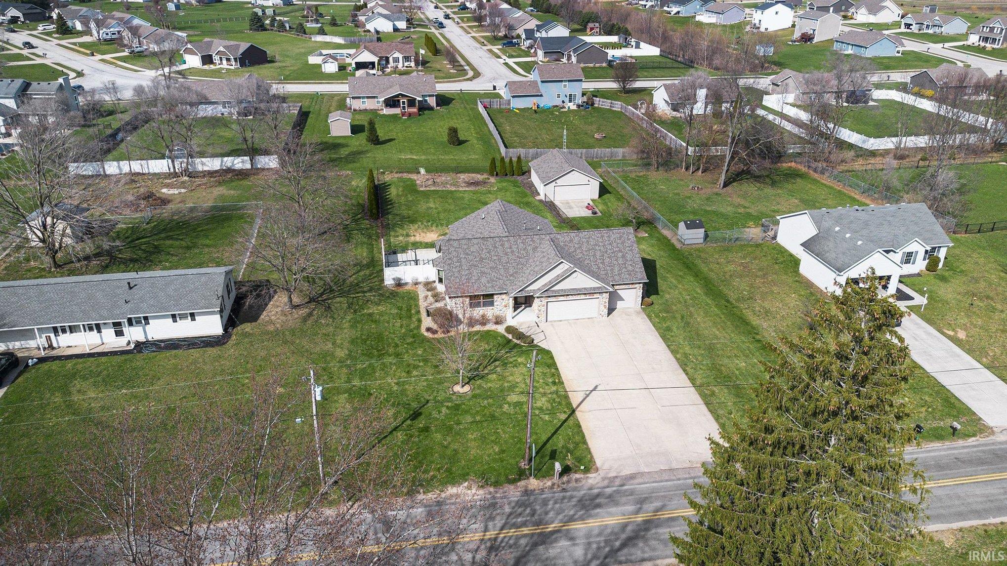 Aerial perspective of suburban area
