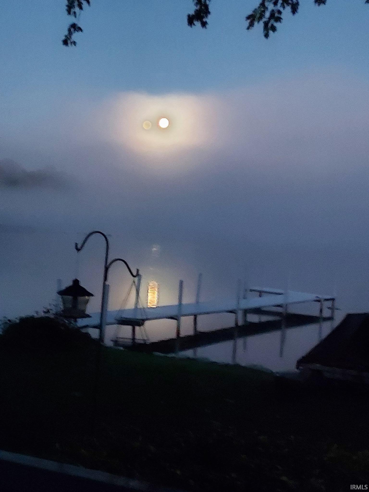 View of dock area and moonlight