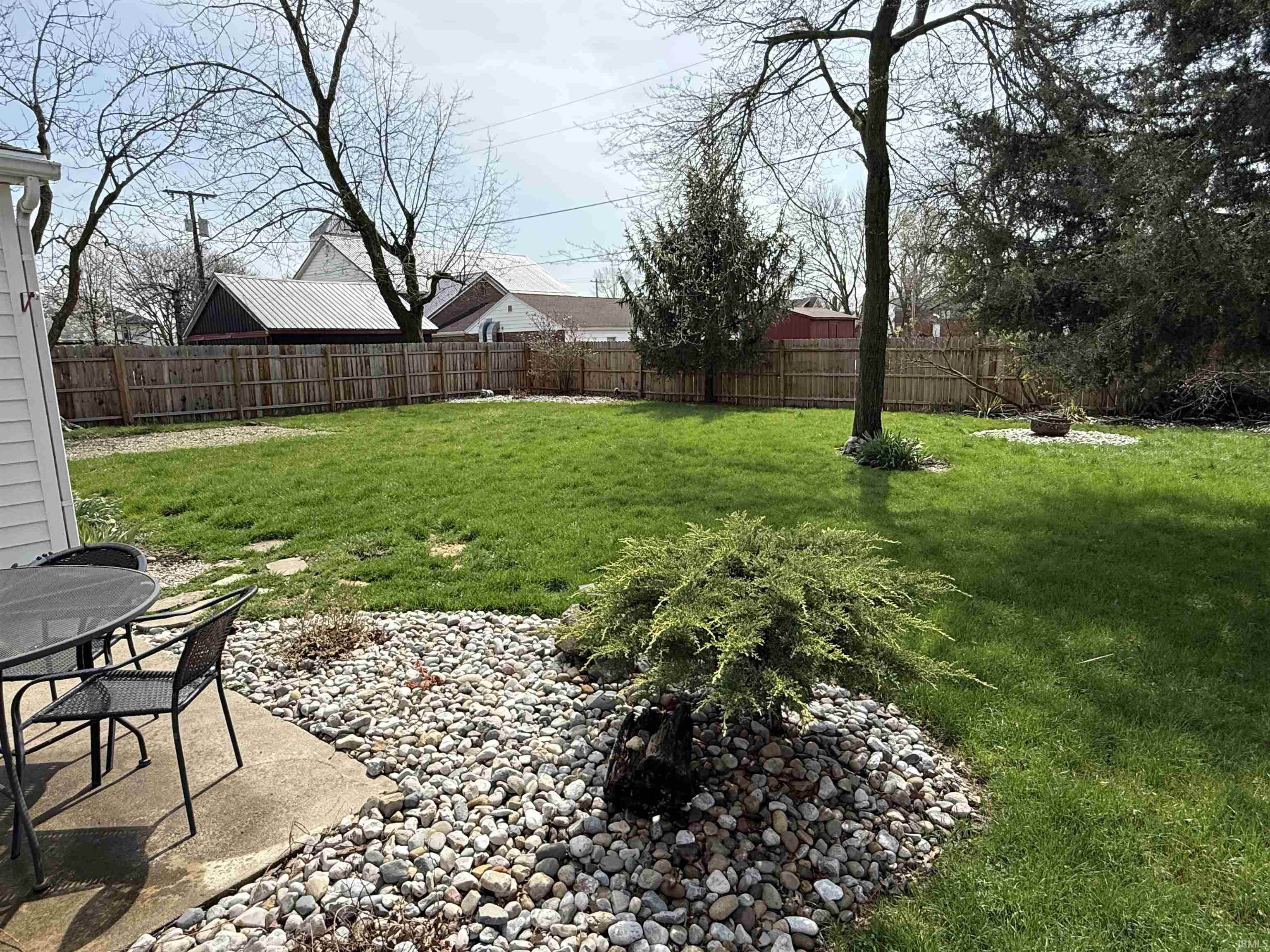 Fenced backyard featuring a patio