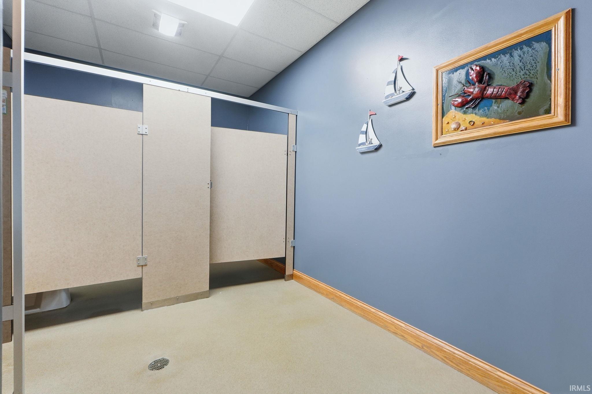 Spare room with a paneled ceiling and light carpet