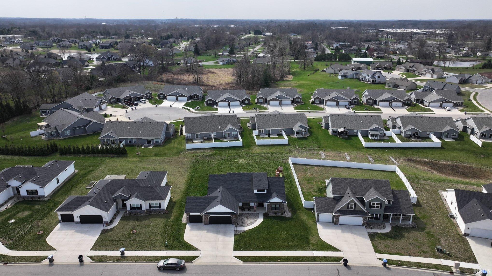 Aerial perspective of suburban area