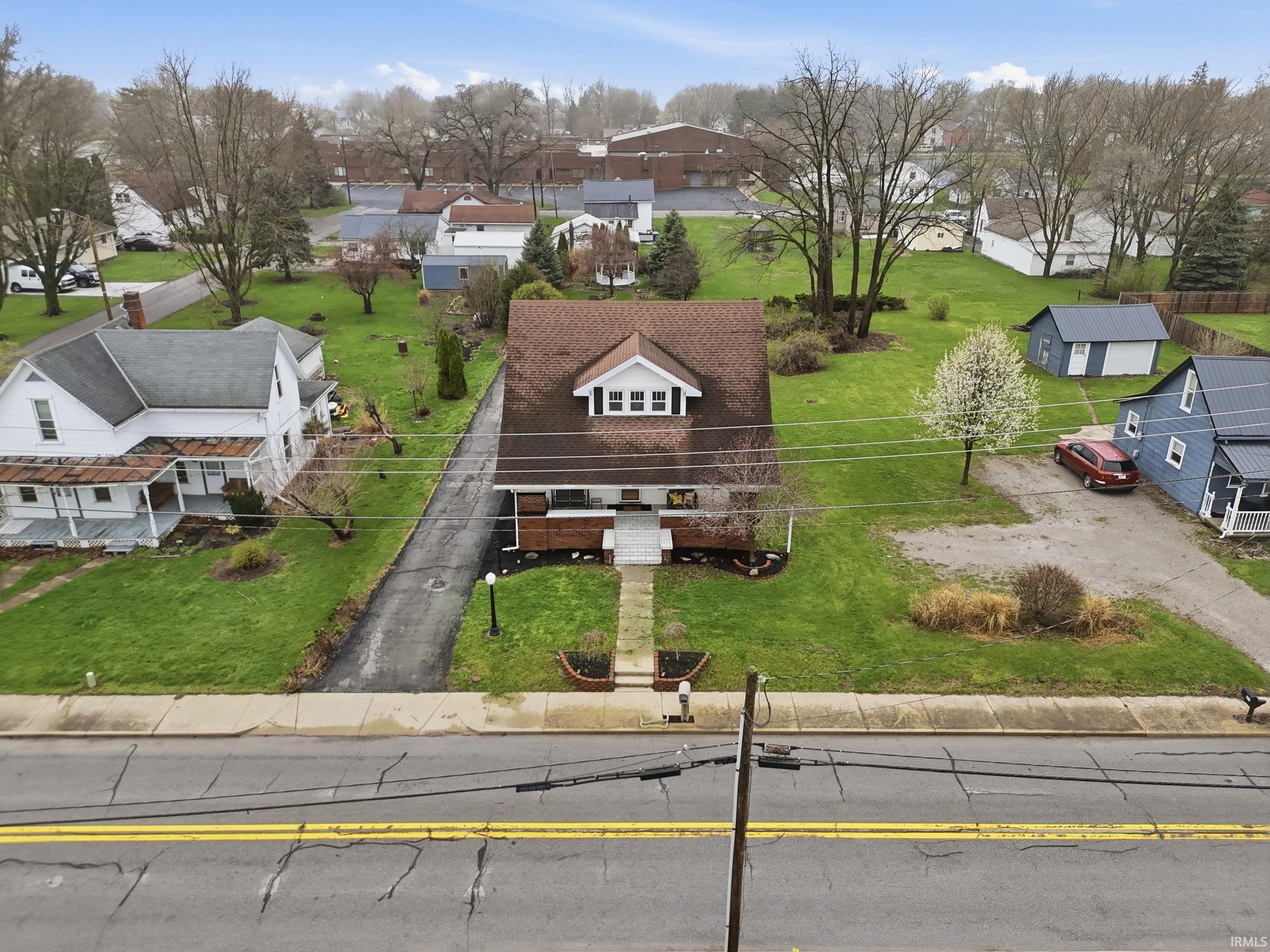 Aerial perspective of suburban area