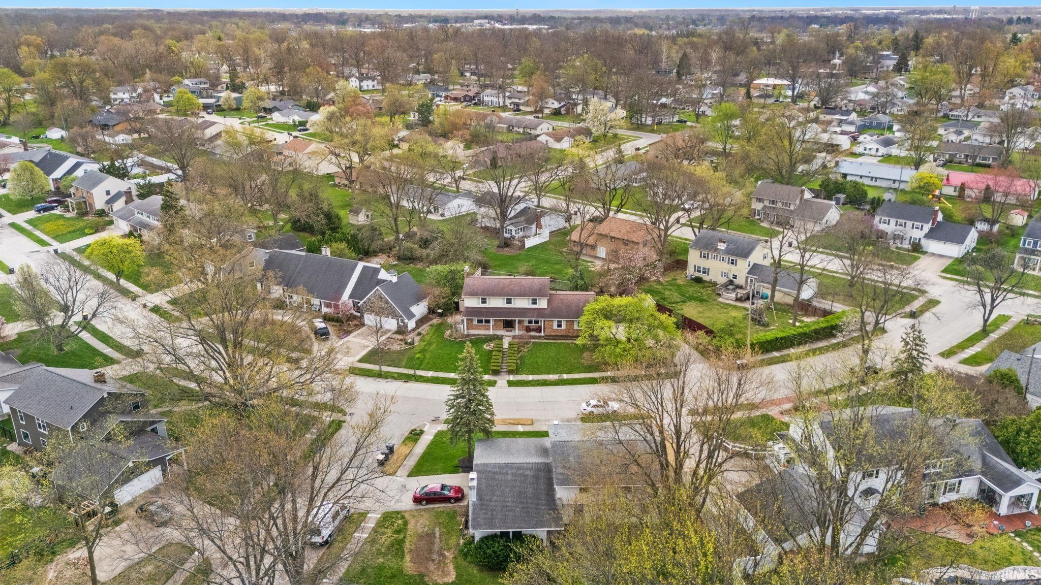 Aerial perspective of suburban area