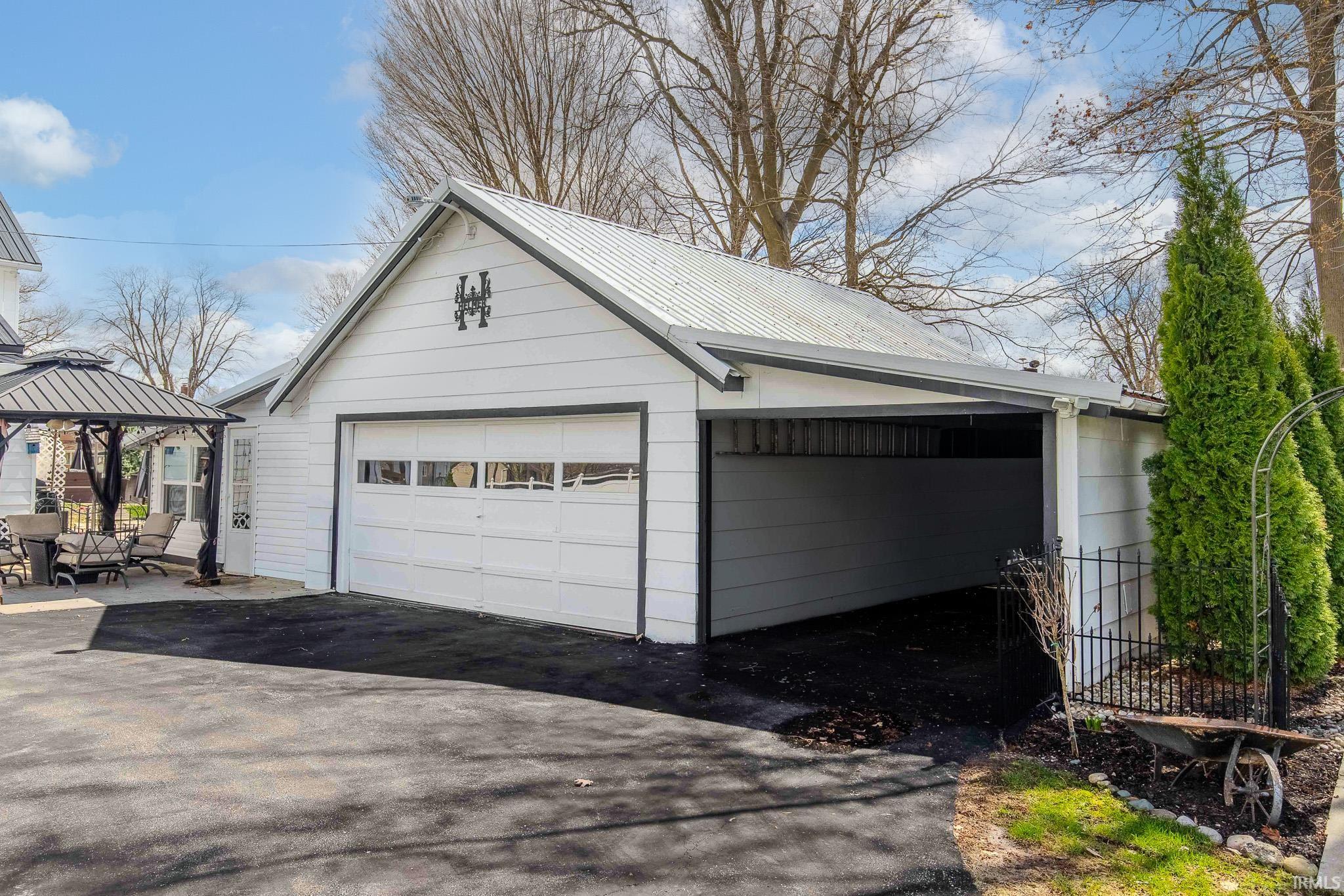 View of detached garage