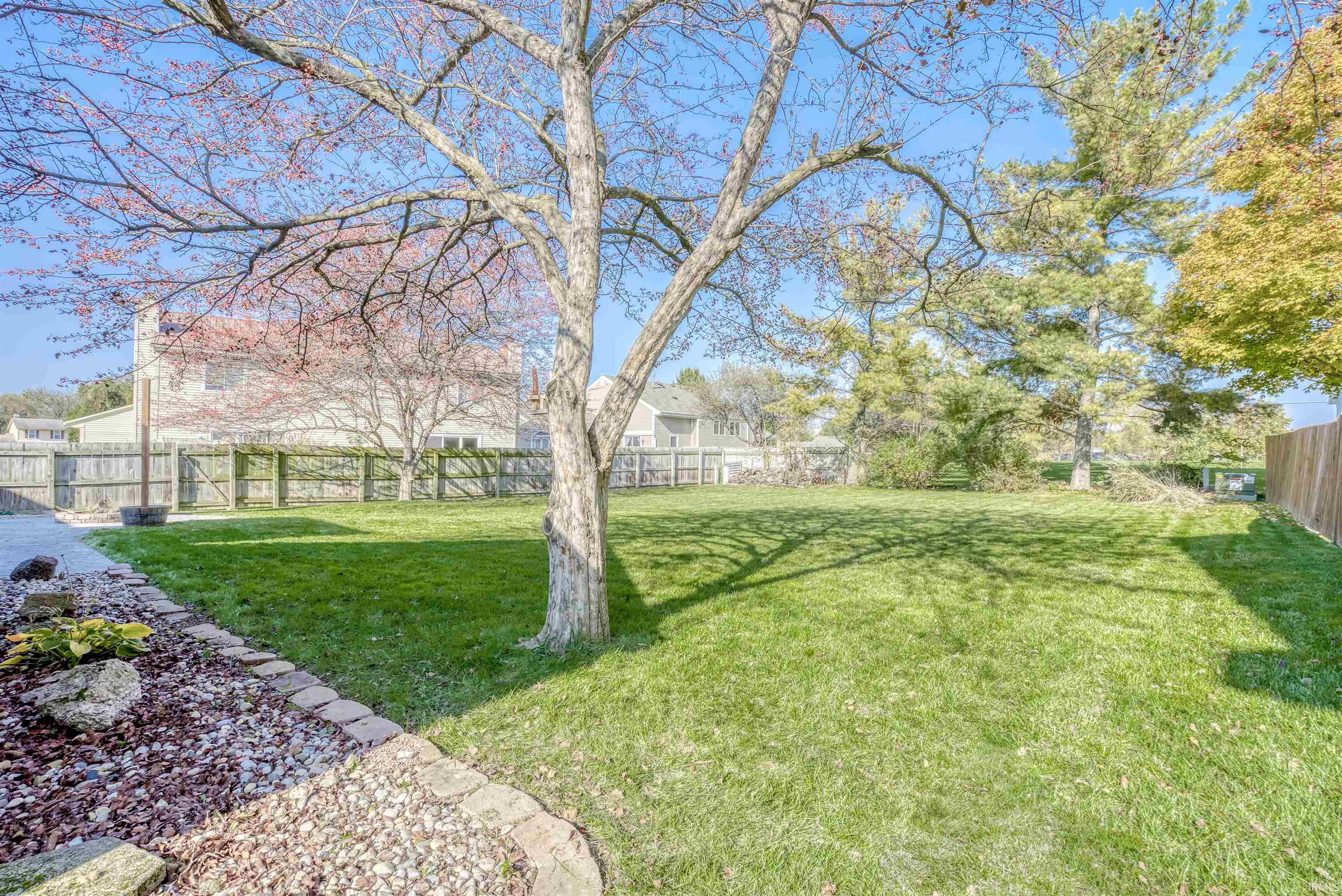 View of fenced backyard