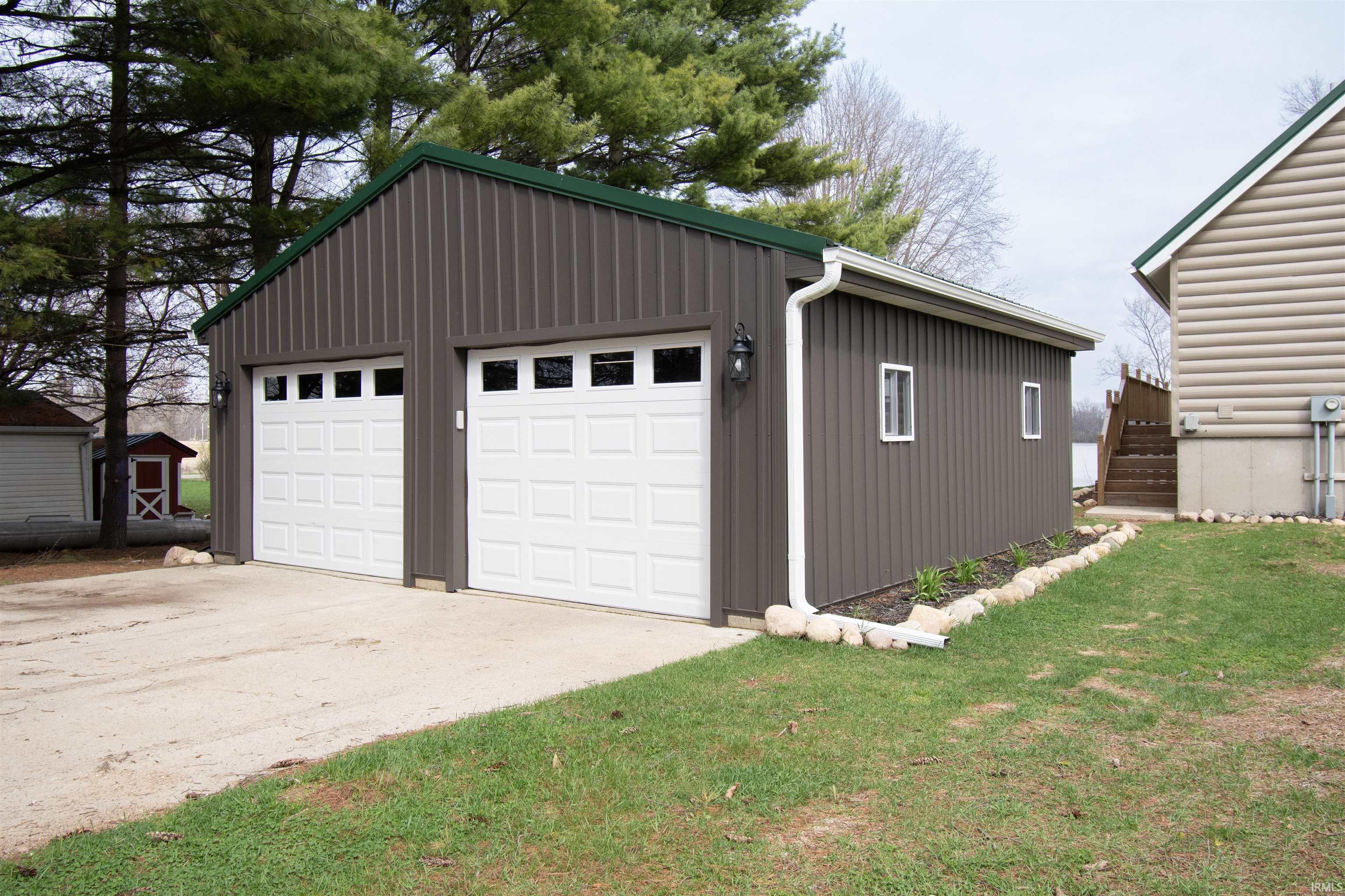 View of detached garage