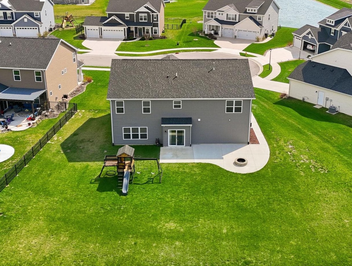 Aerial perspective of suburban area