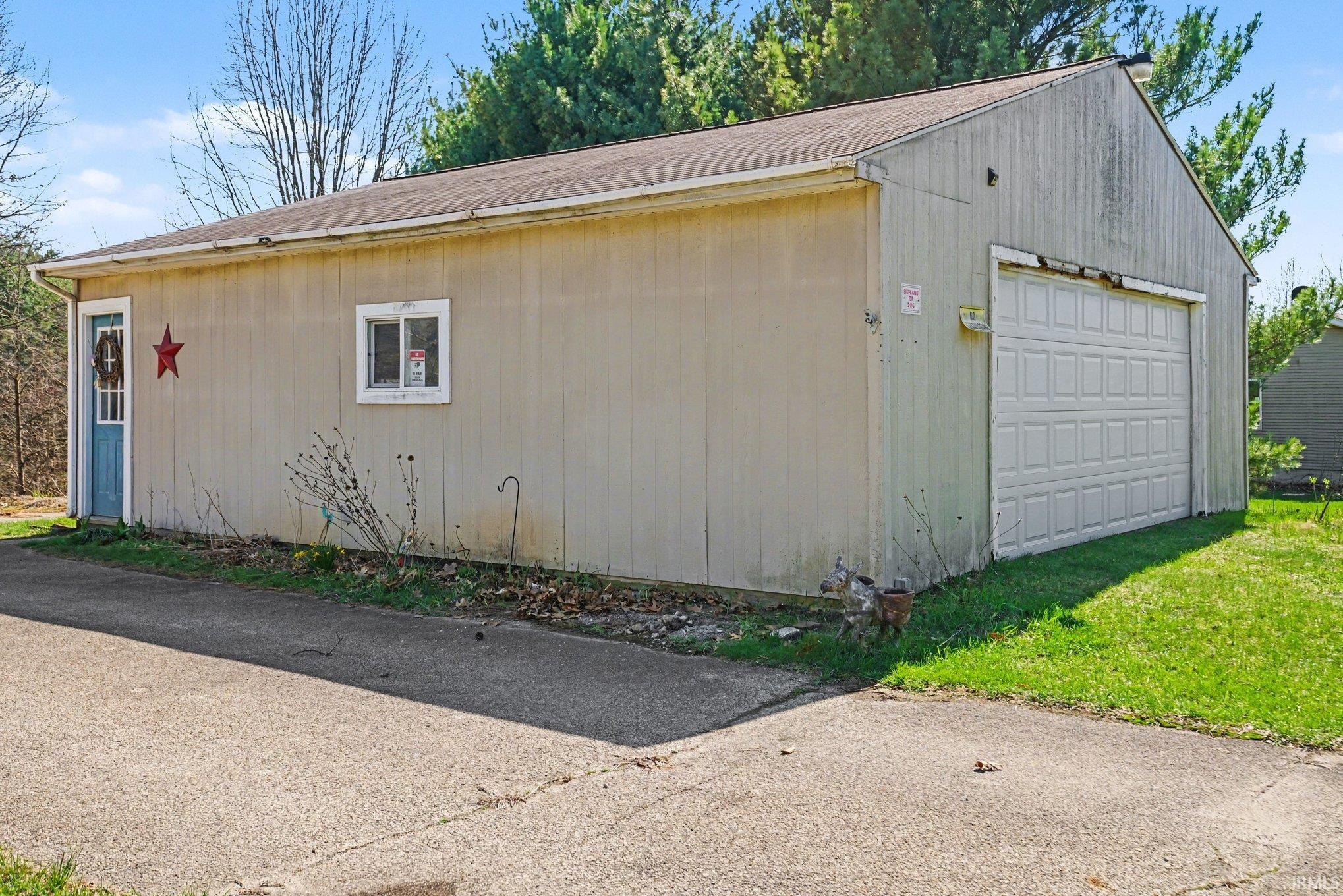 View of detached garage
