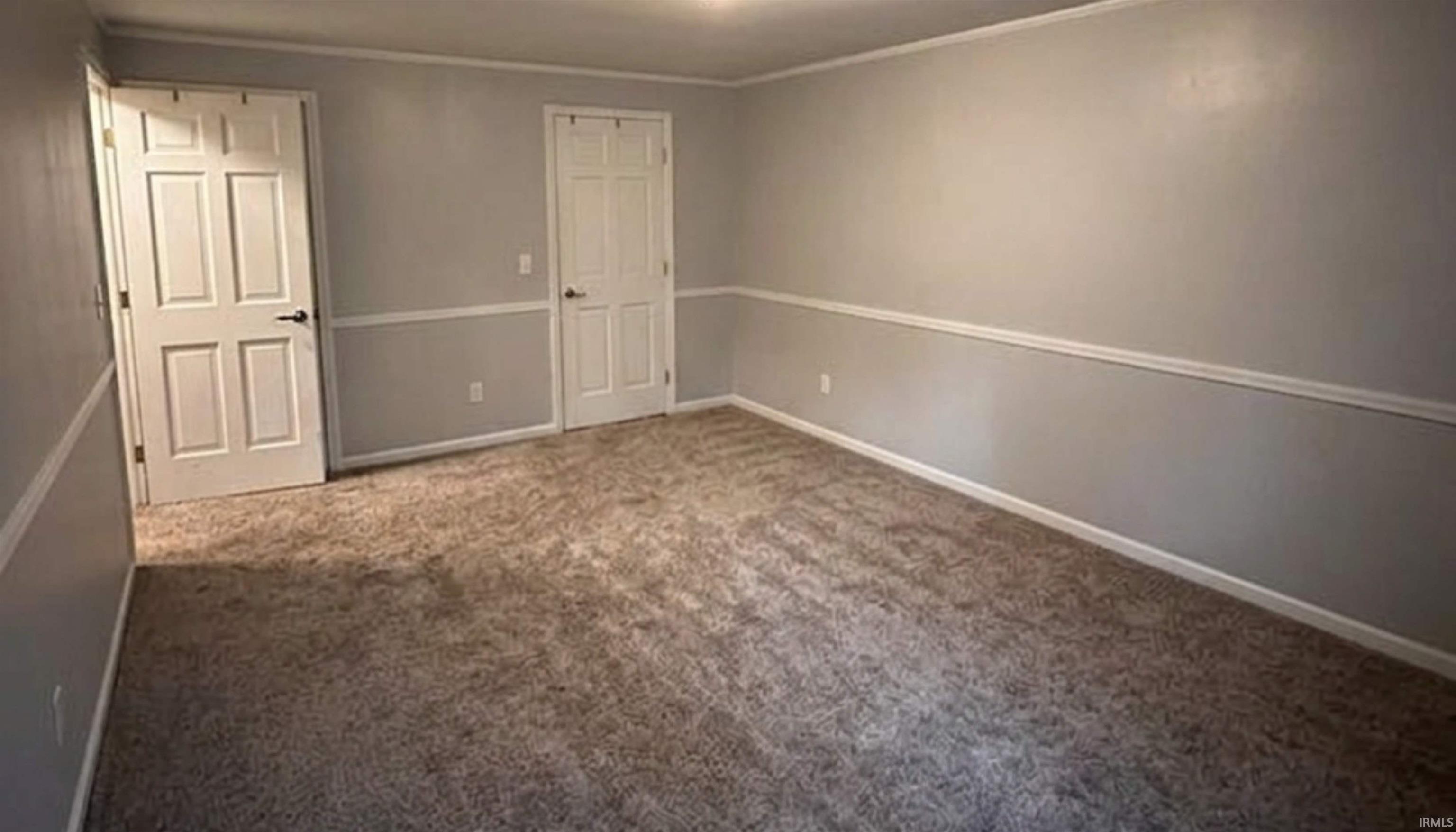 Master bedroom with walk-in closet and full bathroom.(AI Generated staging)