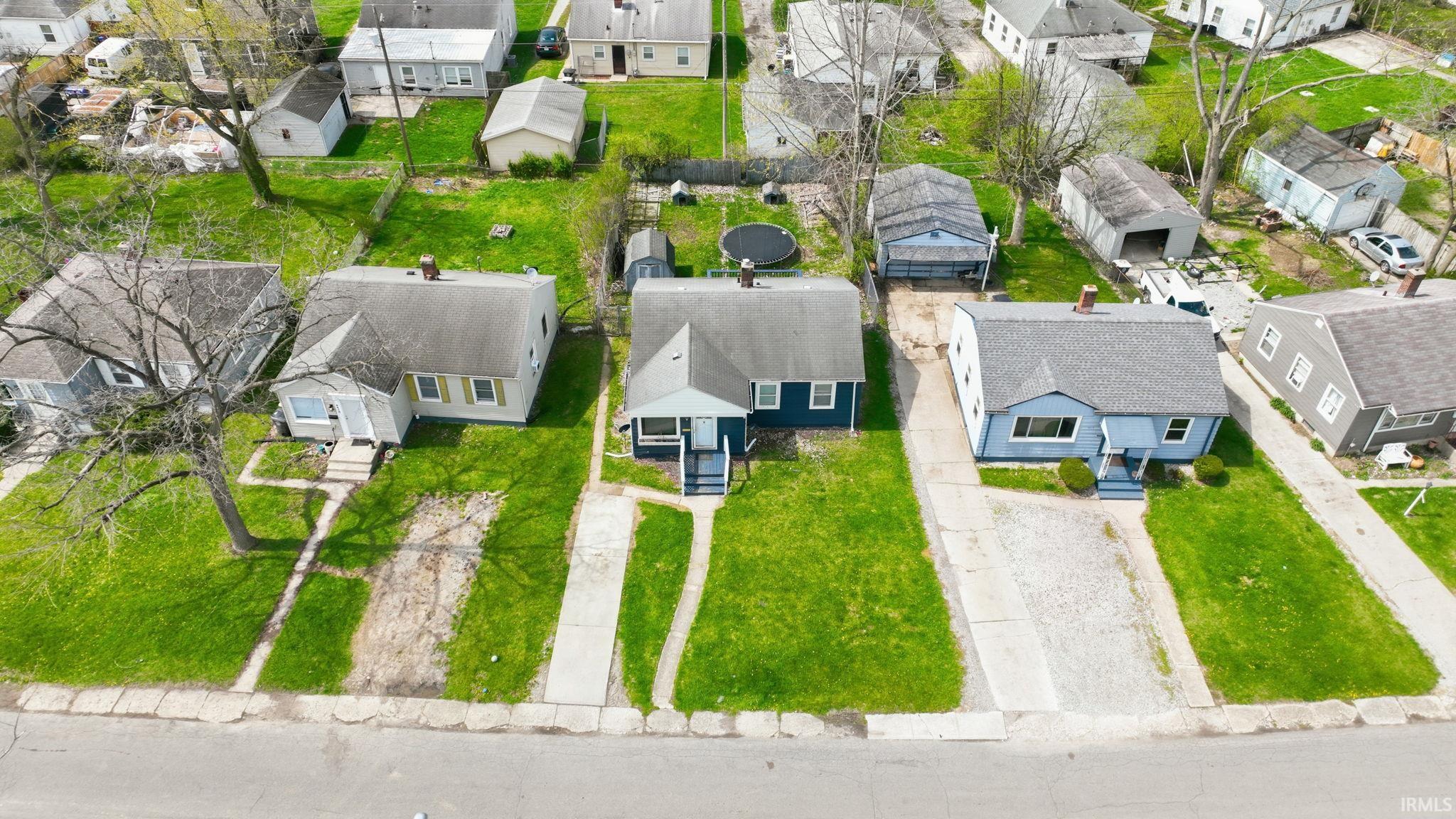 Aerial perspective of suburban area
