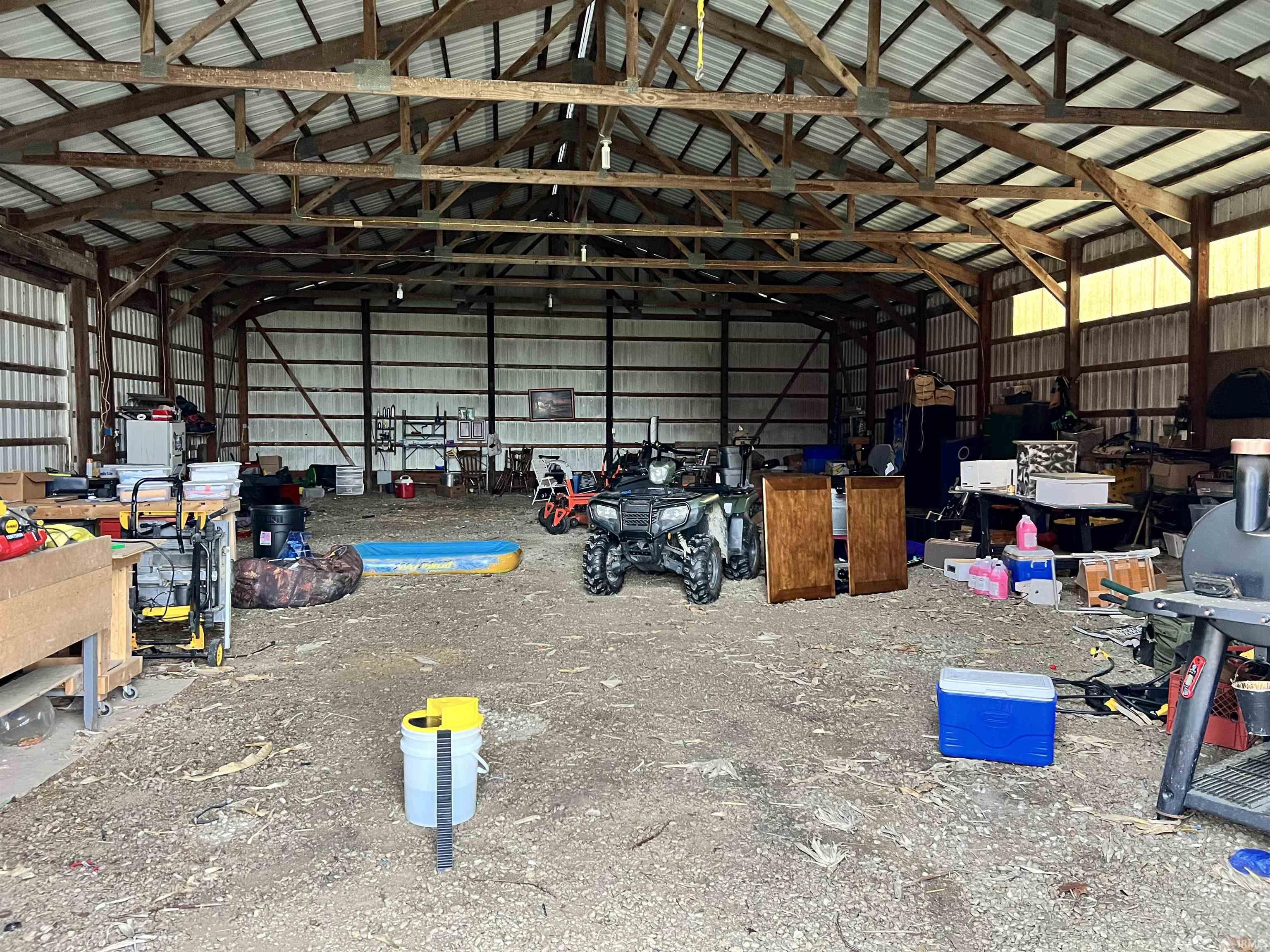 Garage with metal wall