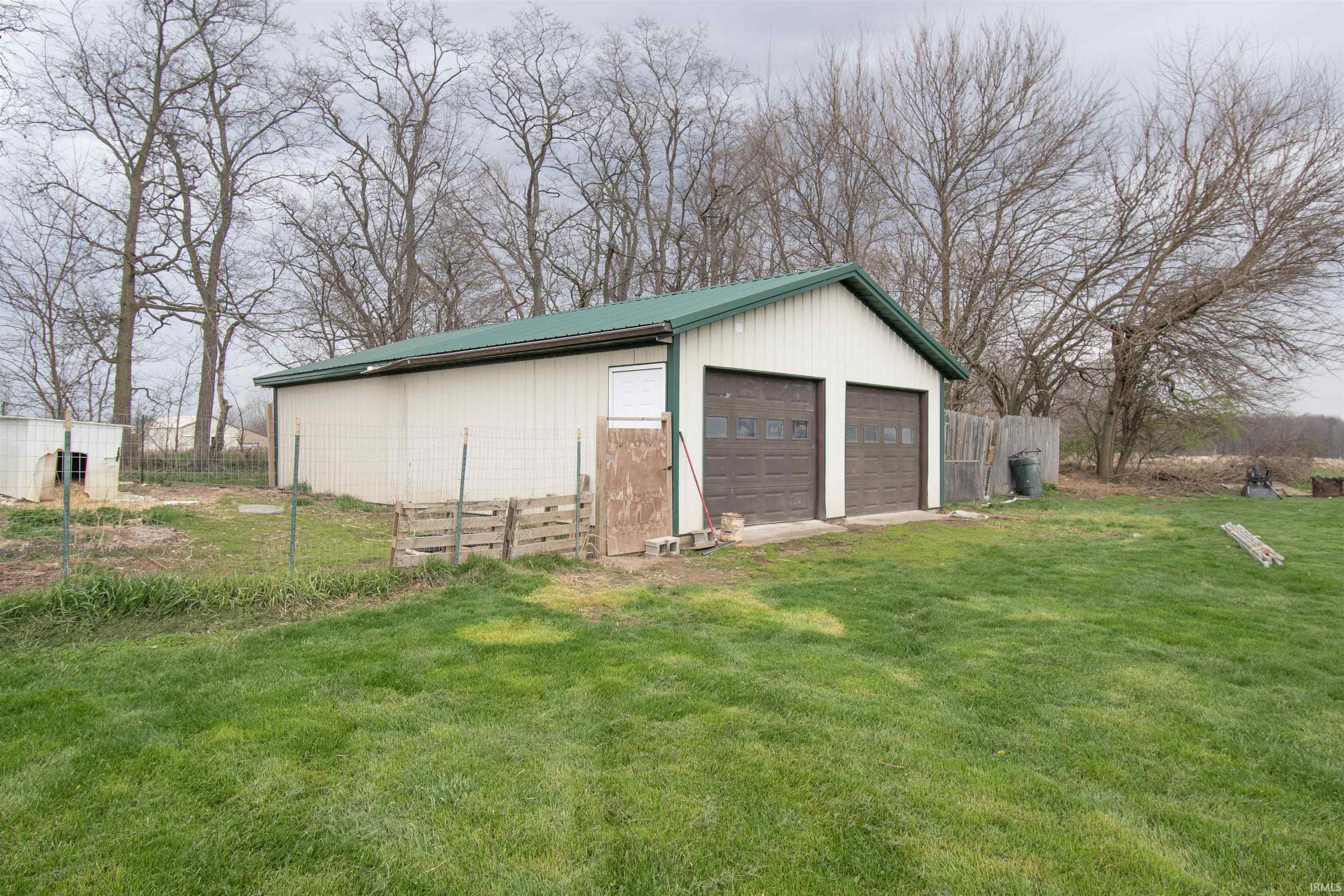 View of detached garage
