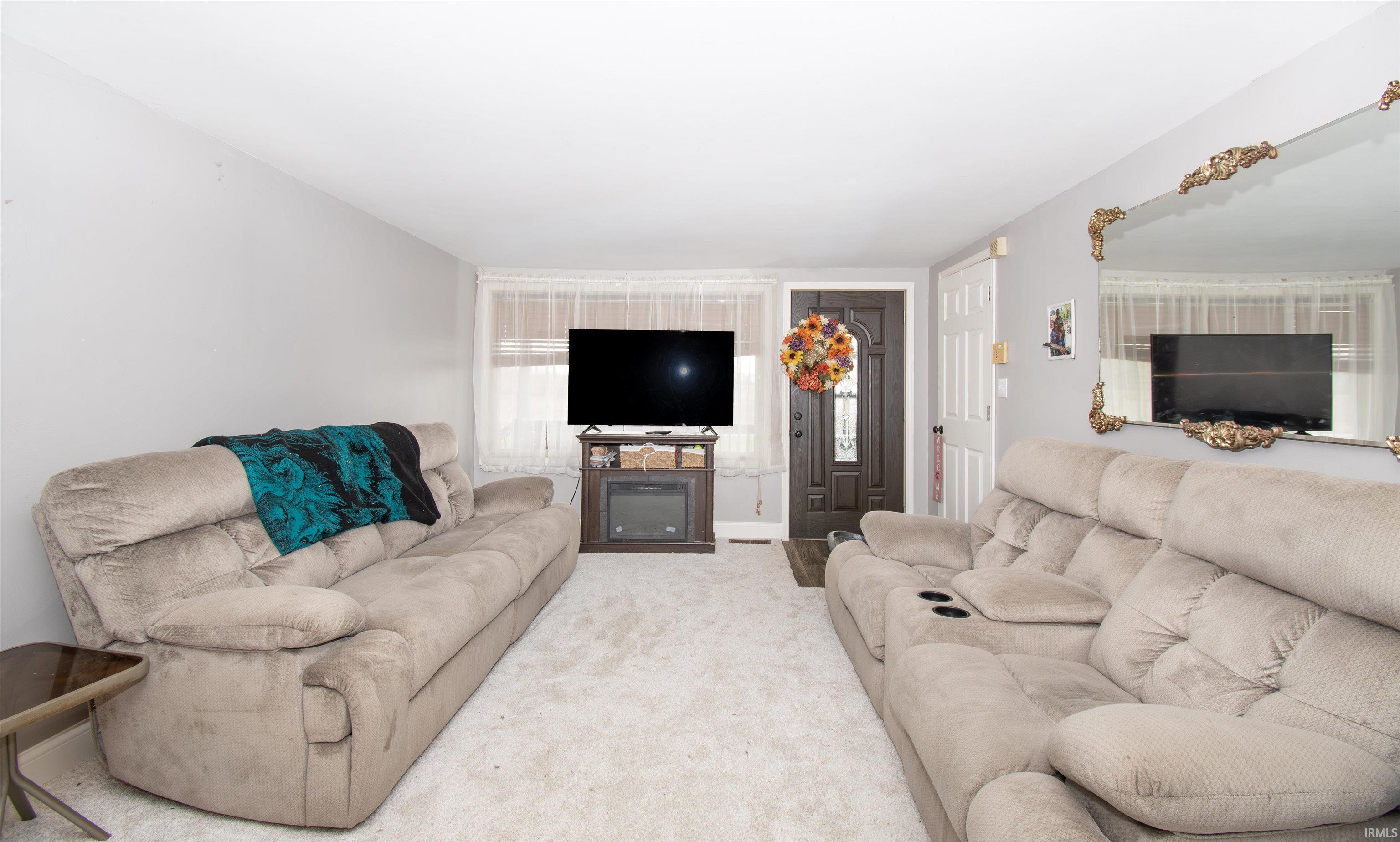 Living area with carpet