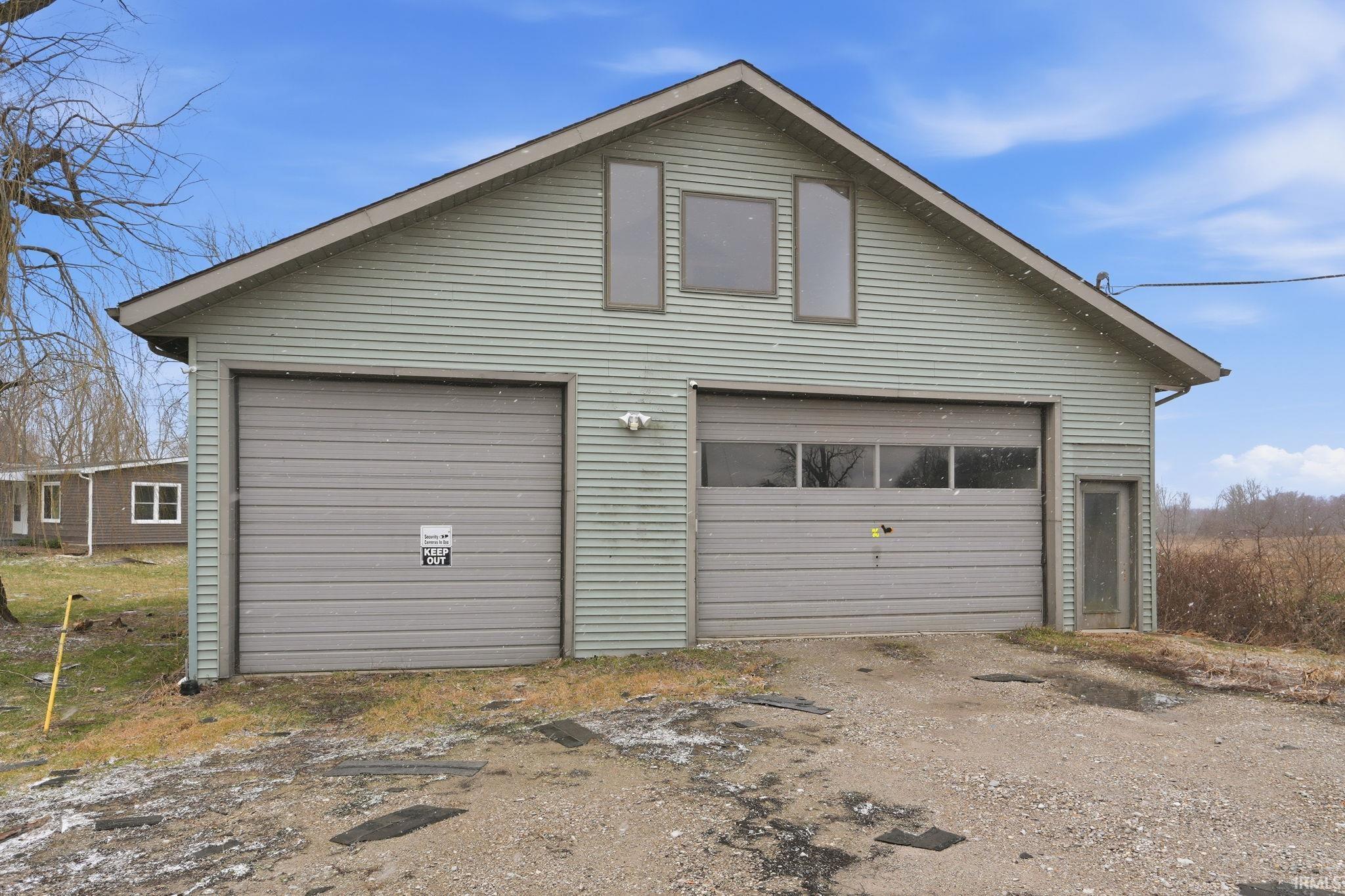 View of detached garage