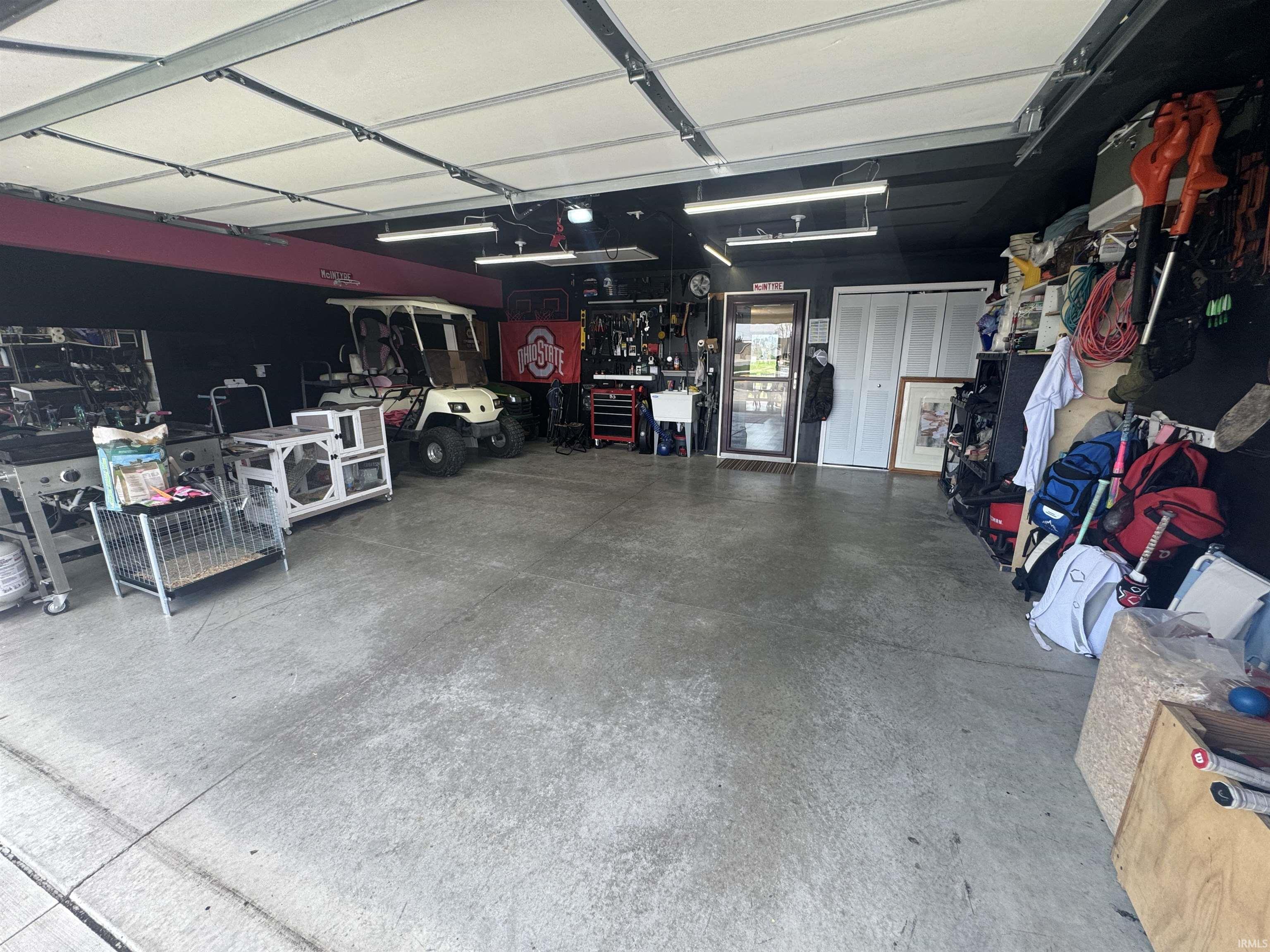 Garage with a workshop area