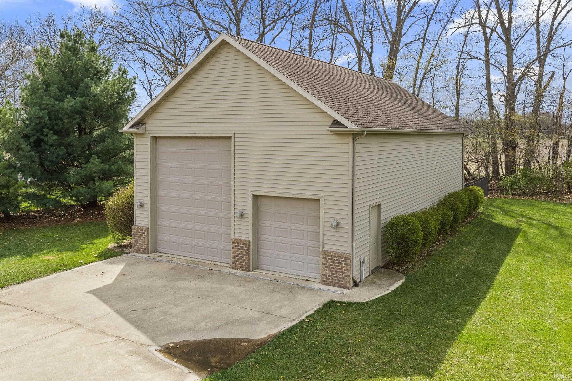 View of detached garage